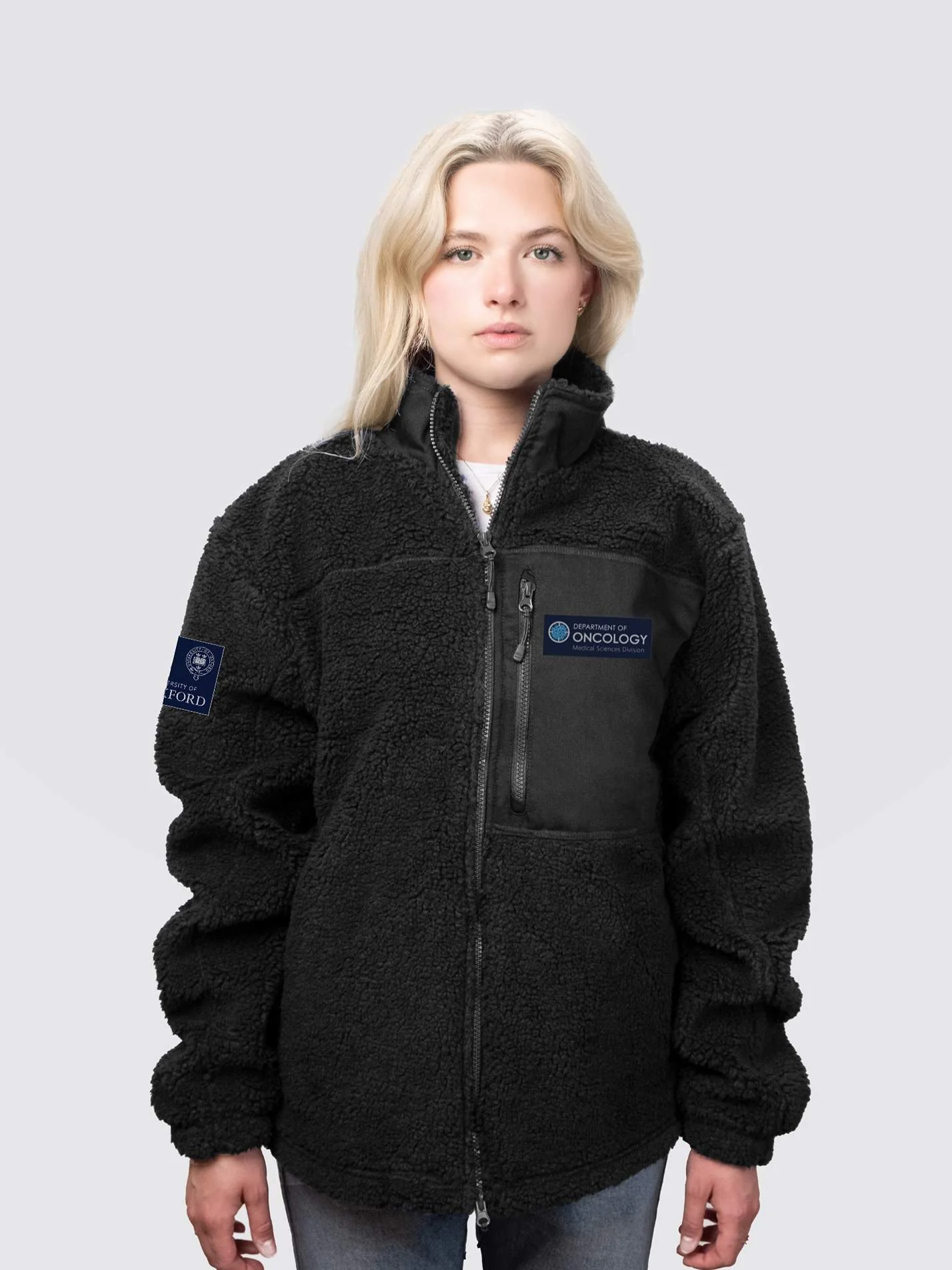 Oxford Department of Oncology Unisex Fluffy Sherpa Fleece Jacket