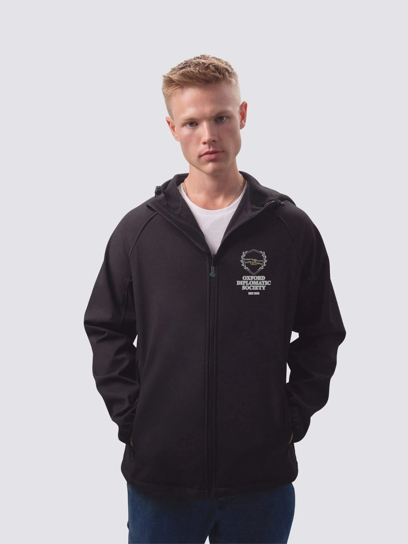 Oxford Diplomatic Society Sustainable Men’s Hooded Soft Shell Jacket