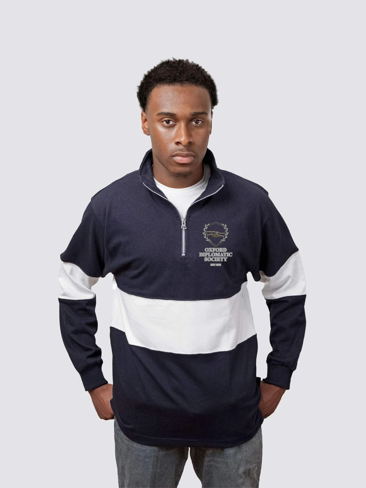 Oxford Diplomatic Society Unisex Panelled 1/4 Zip Sweatshirt