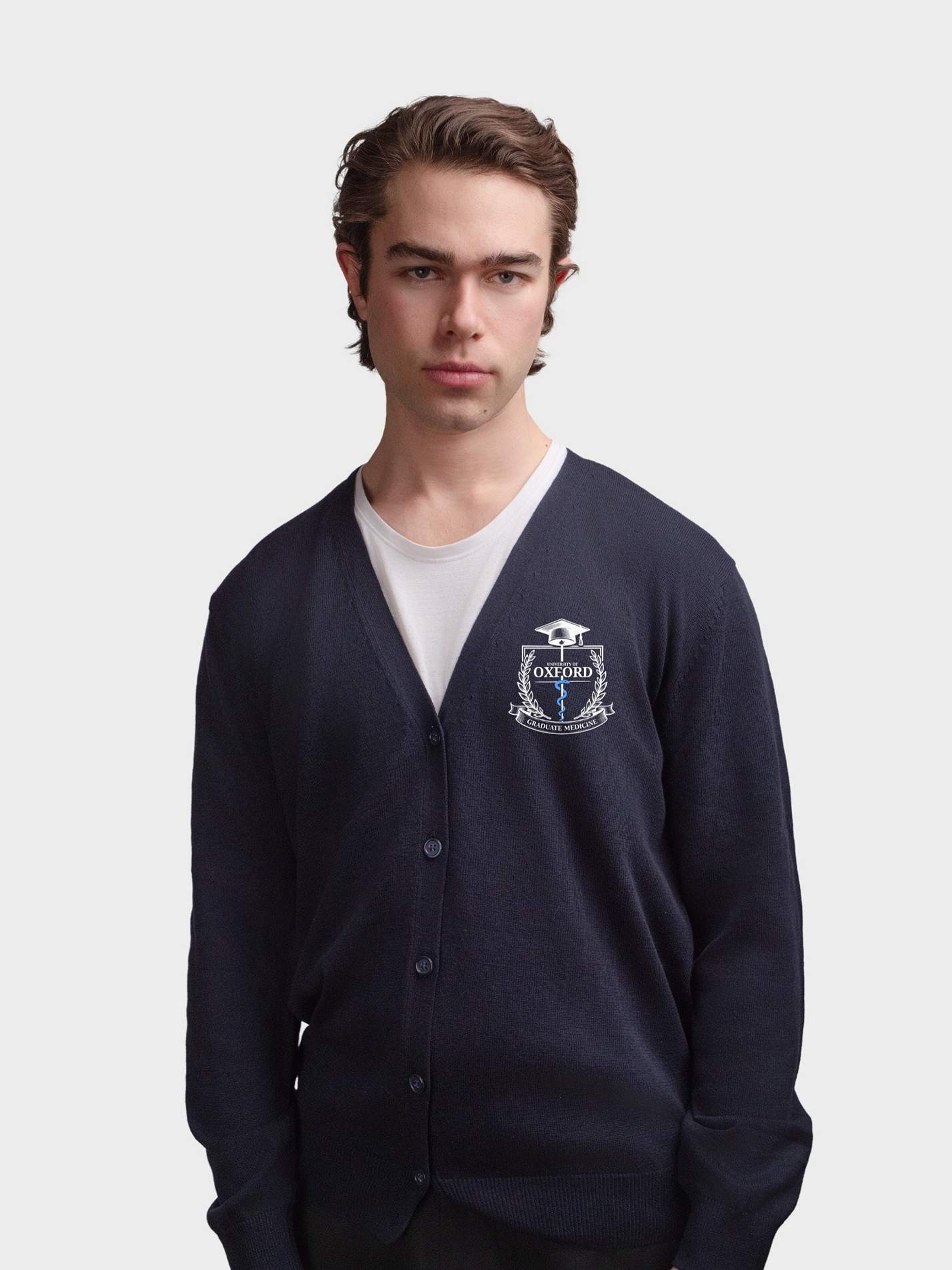 Oxford Graduate Medicine Men's V-Neck Knitted Cardigan - Image 3