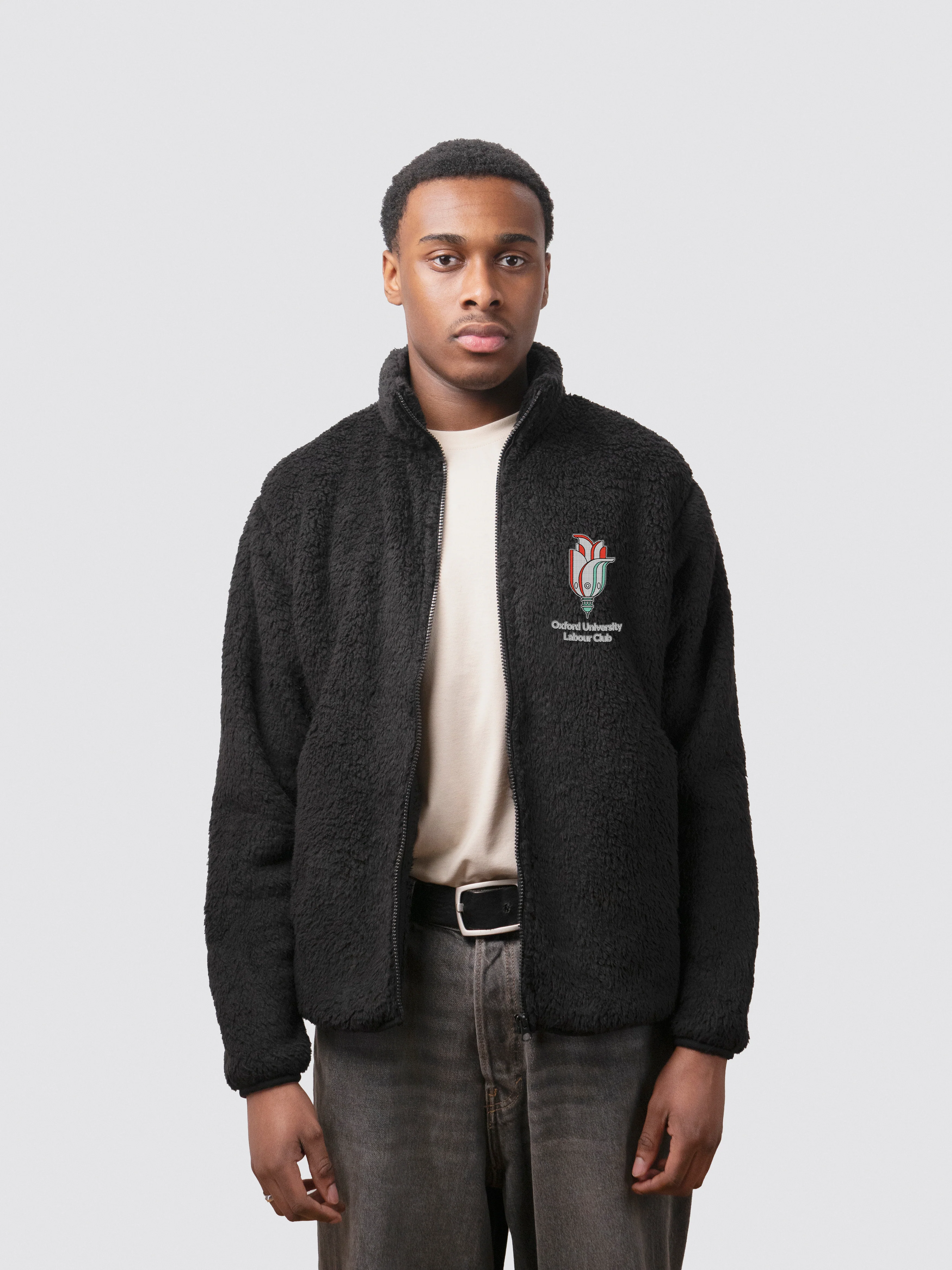 Oxford Labour Club Unisex Sherpa Fleece Zipped Jacket - Image 4