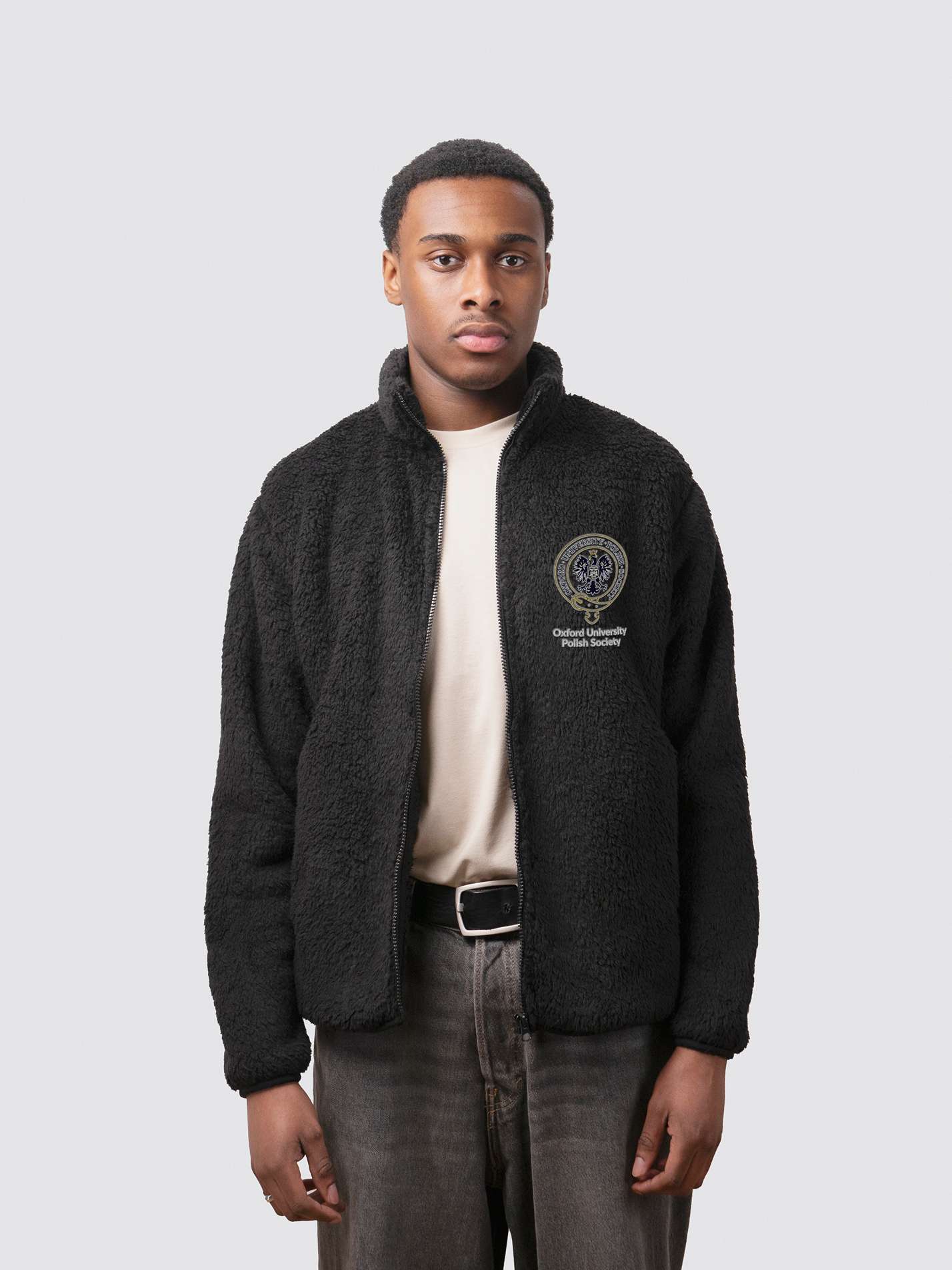 Oxford Polish Society Unisex Sherpa Fleece Zipped Jacket - Image 4