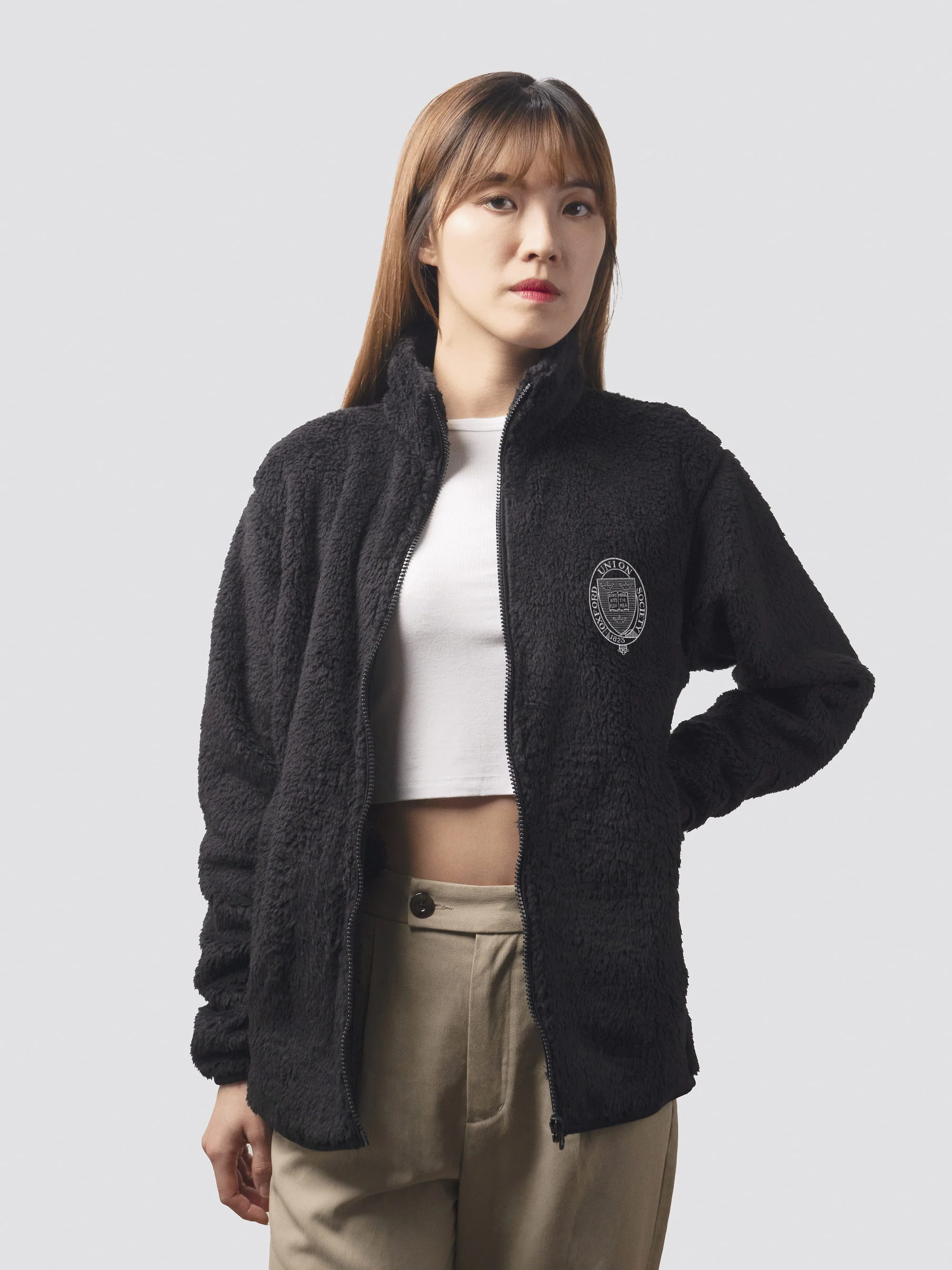 Oxford Union Society Unisex Sherpa Fleece Zipped Jacket