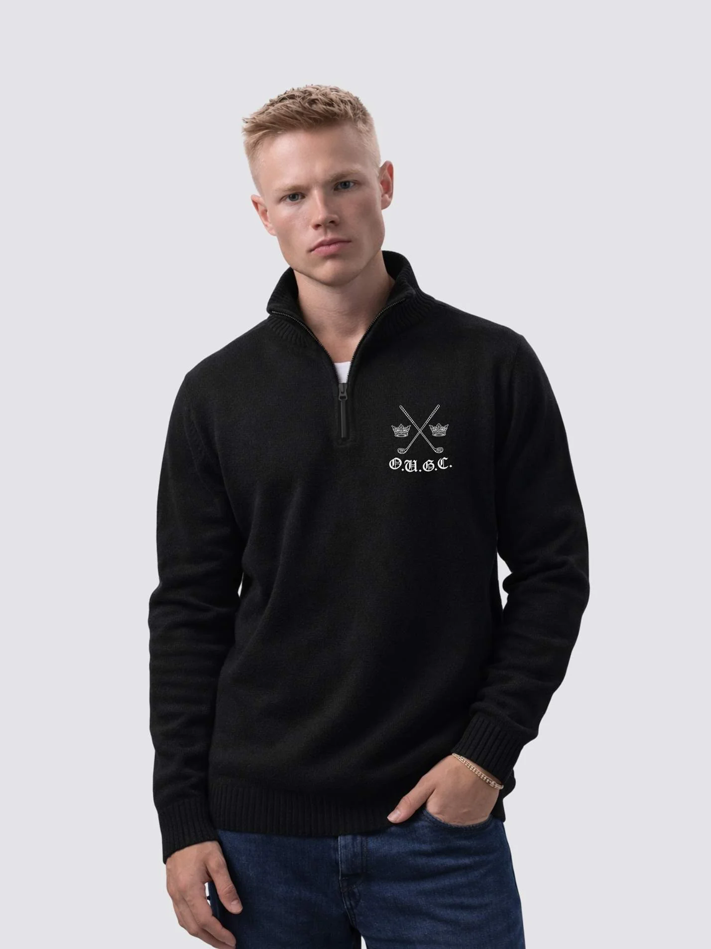 Oxford University Golf Club Sustainable Unisex Zip-Neck Jumper - Image 4