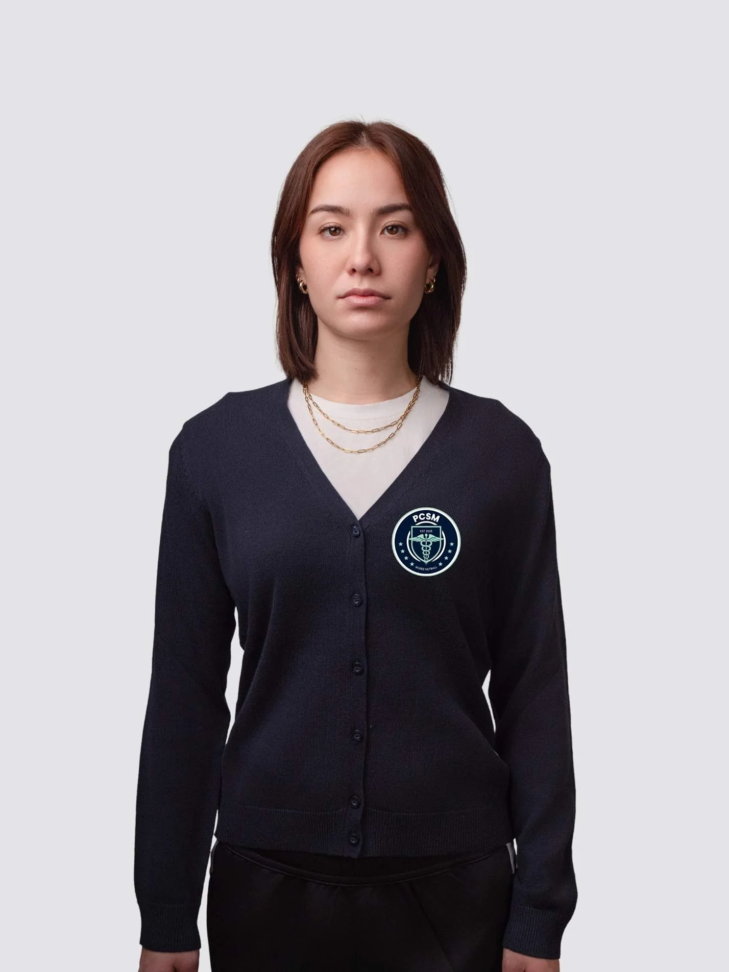 PCSM Mixed Netball Ladies V-Neck Knitted Cardigan - Image 4