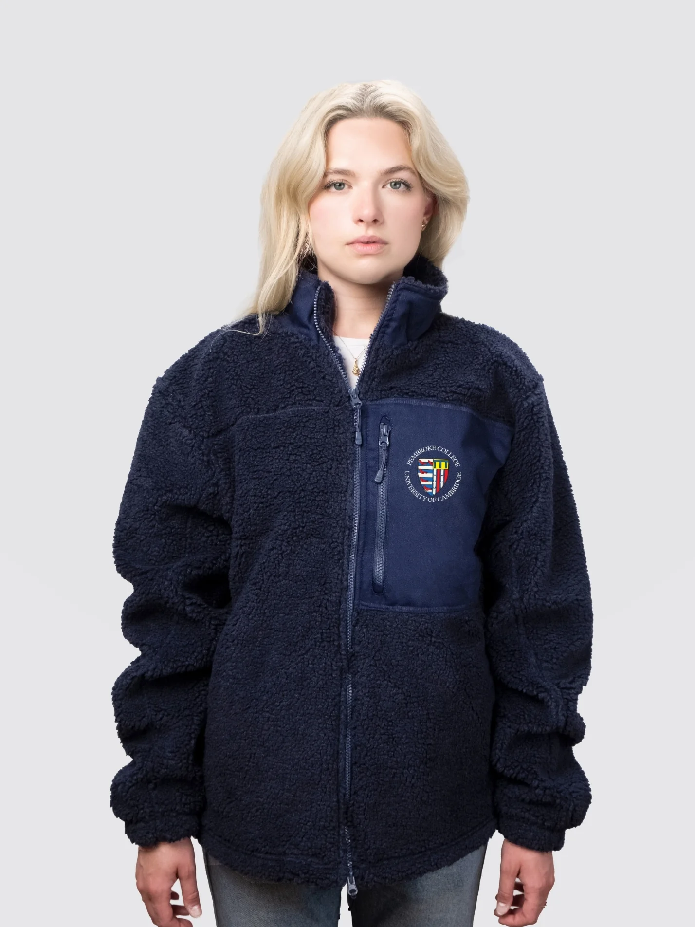 Pembroke College Cambridge Graduate Parlour Unisex Fluffy Sherpa Fleece Jacket - Image 6