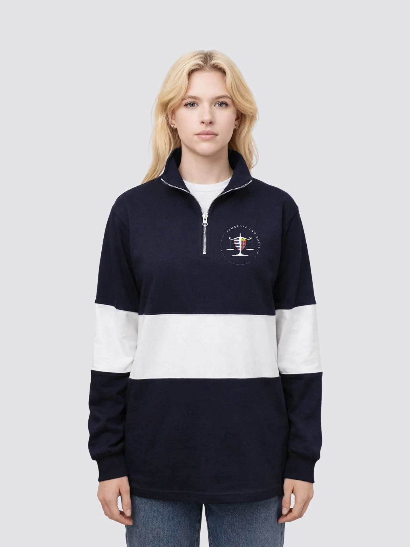 Pembroke Law Society Unisex Panelled 1/4 Zip Sweatshirt - Image 4