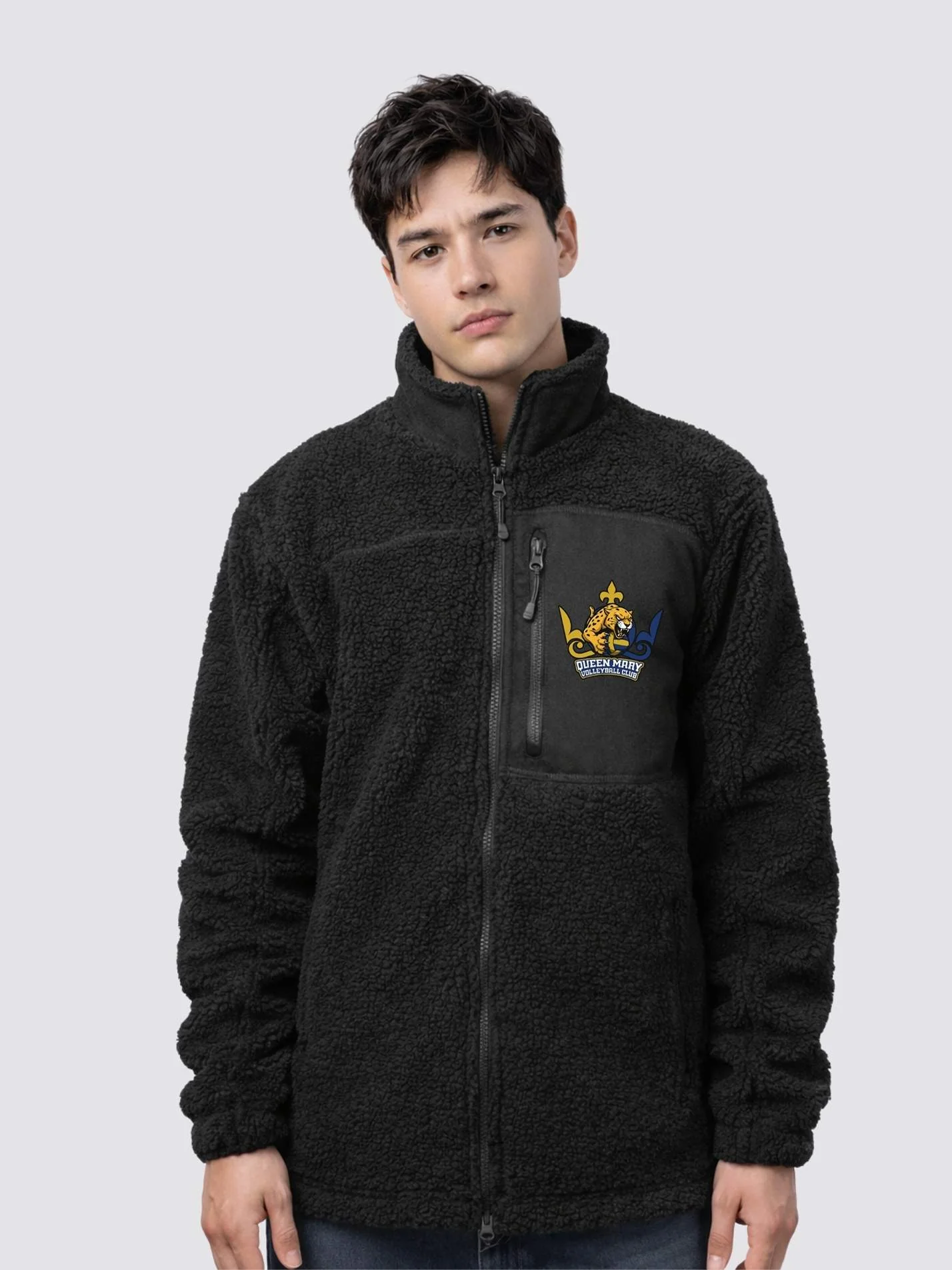 Queen Mary University London Volleyball Unisex Fluffy Sherpa Fleece Jacket - Image 4