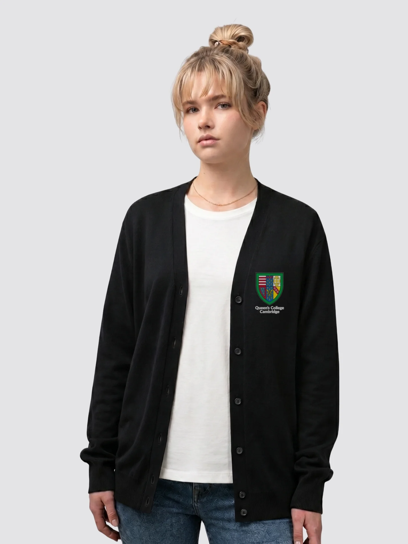 Queens' College Cambridge MCR Ladies V-Neck Knitted Cardigan