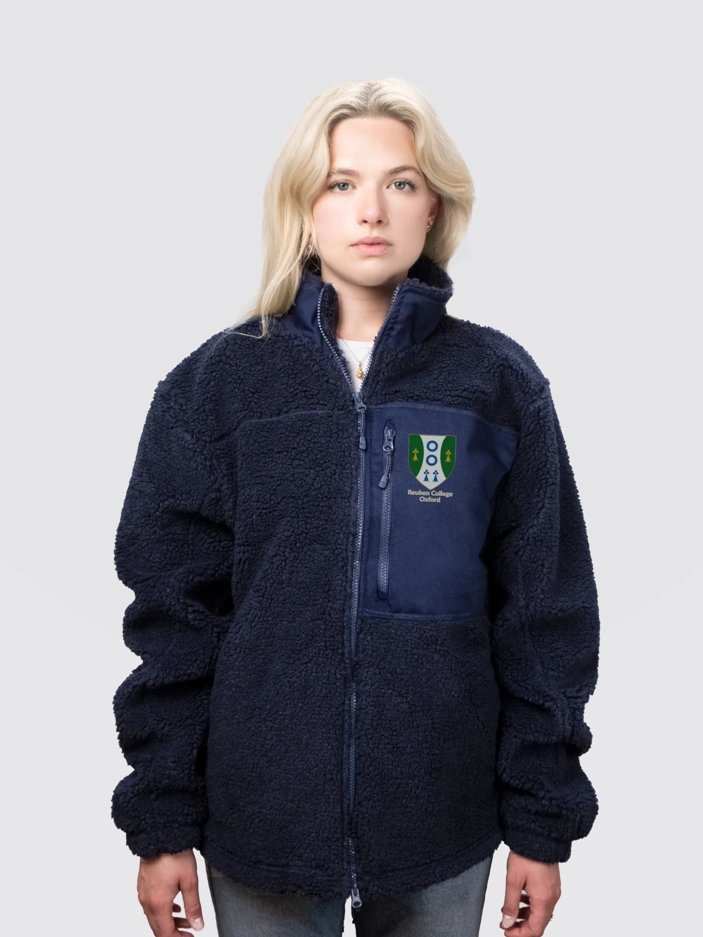 Reuben College Oxford Unisex Fluffy Sherpa Fleece Jacket - Image 5
