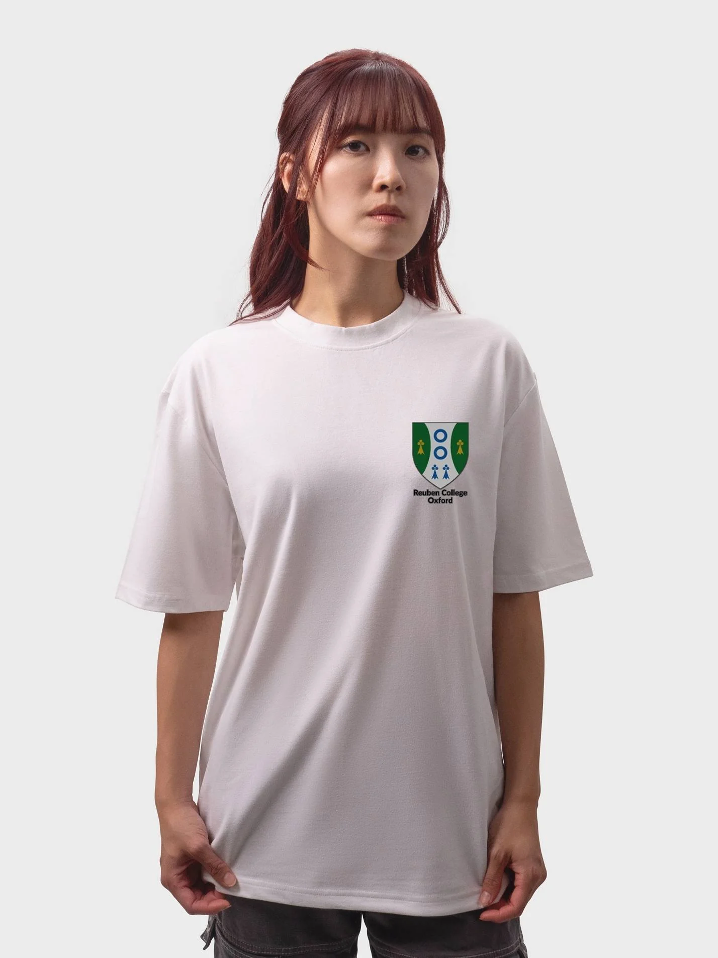 Reuben College Oxford Unisex Heavy Oversized T-Shirt - Image 4