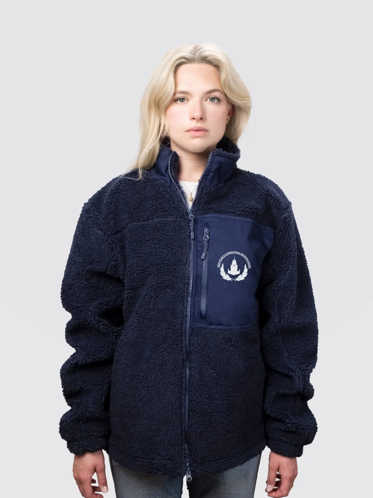 Royal Holloway Politics and International Relations Society Unisex Fluffy Sherpa Fleece Jacket - Image 4