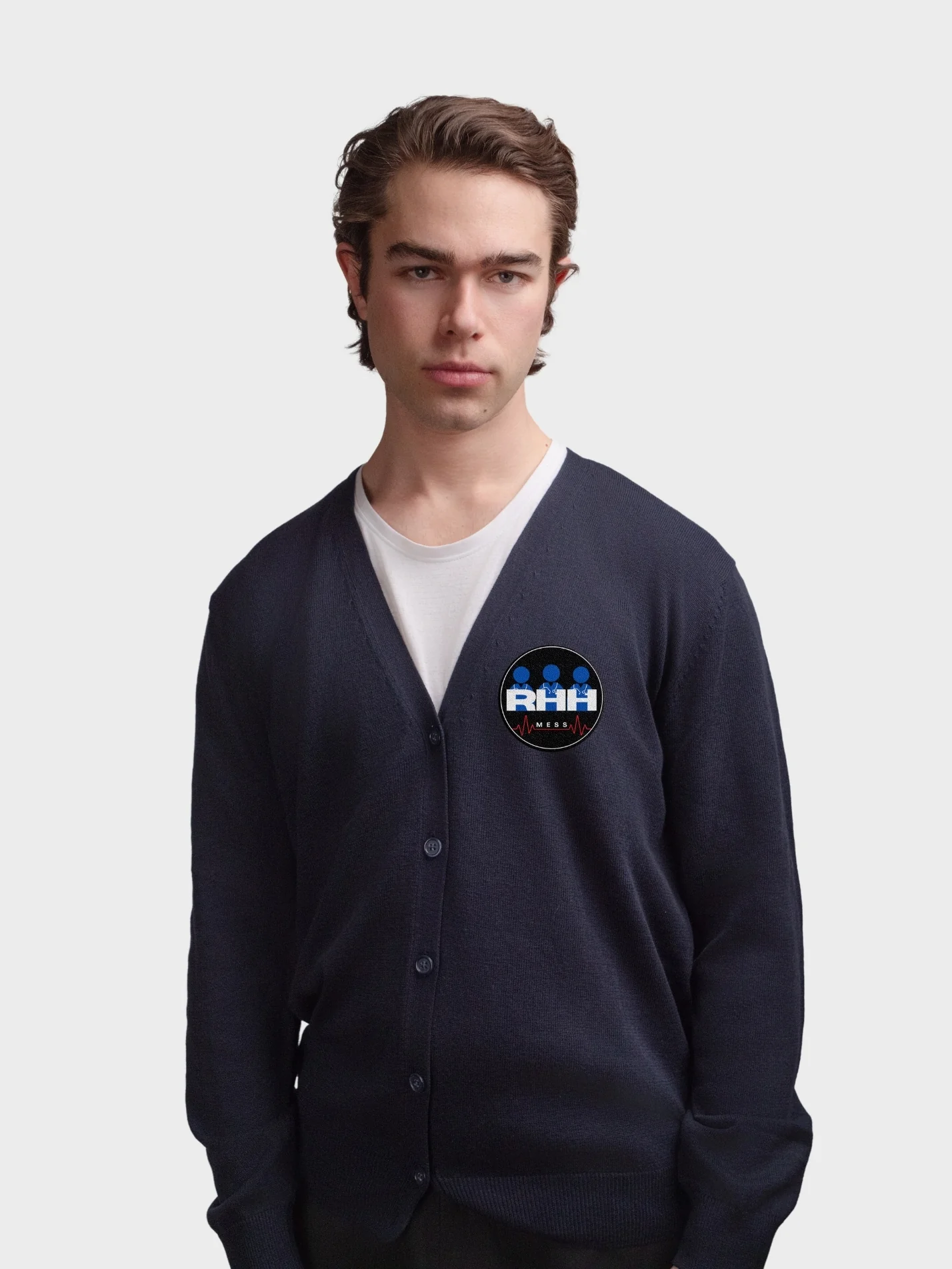 Russell's Hall Doctors' Mess Men's V-Neck Knitted Cardigan - Image 3