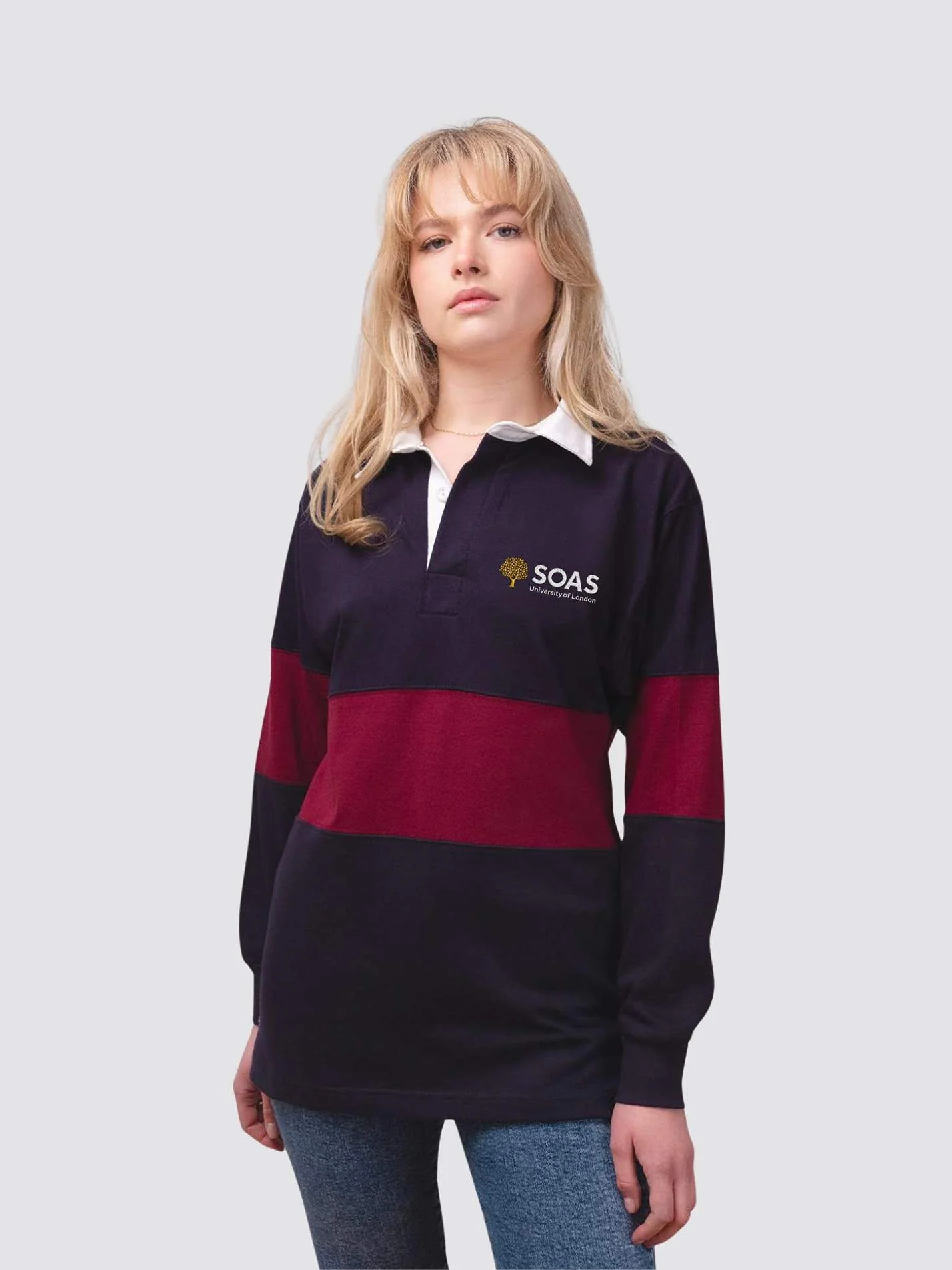 SOAS University of London Collection Unisex Panelled Rugby Shirt - Image 5