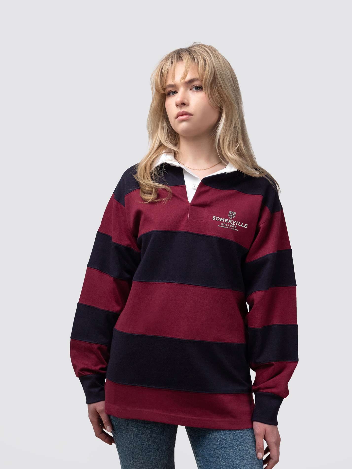 Somerville College Oxford MCR Modern Logo Unisex Striped Rugby Shirt
