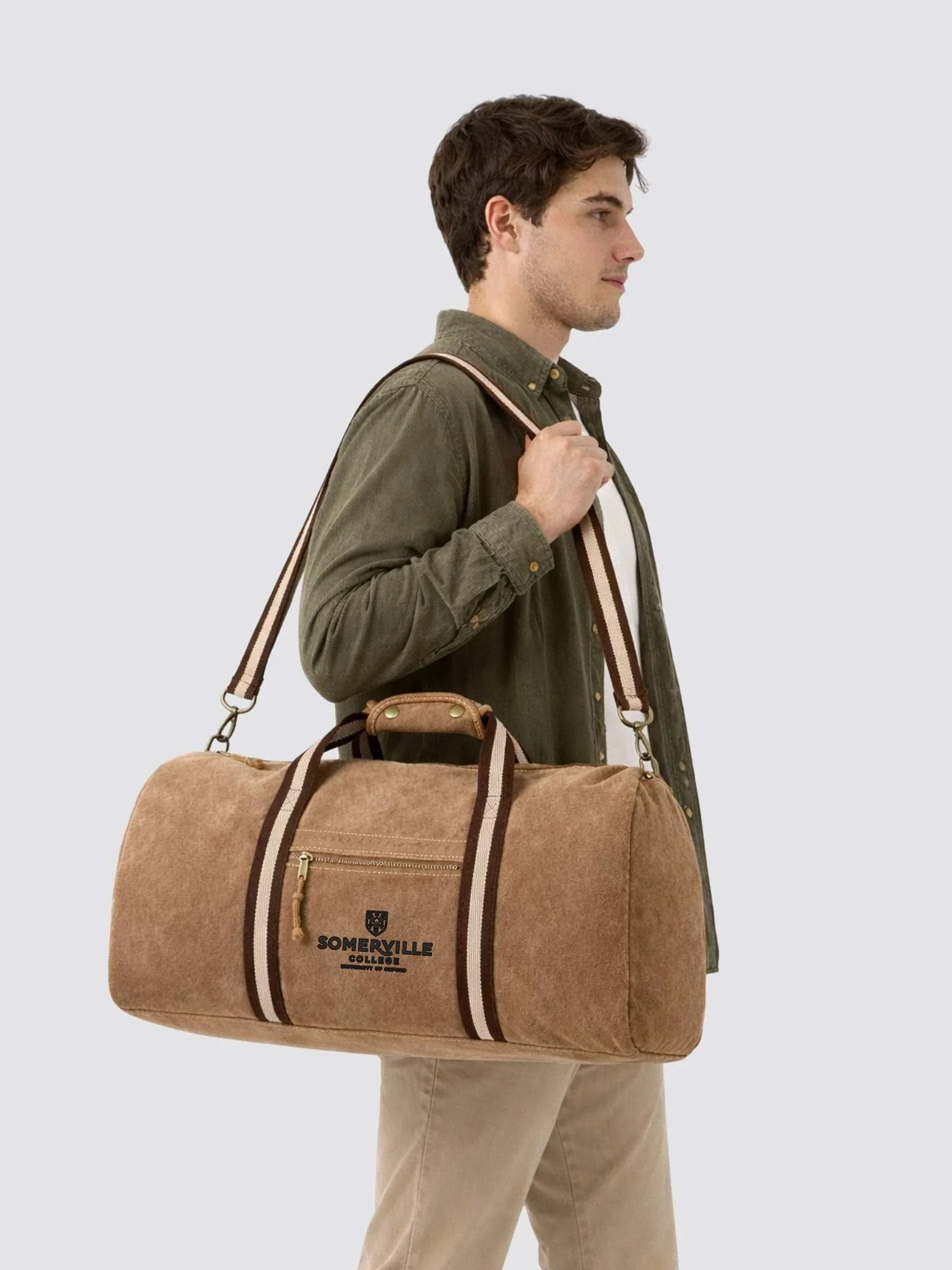 Somerville College Oxford MCR Modern Logo Vintage Canvas Weekender Holdall