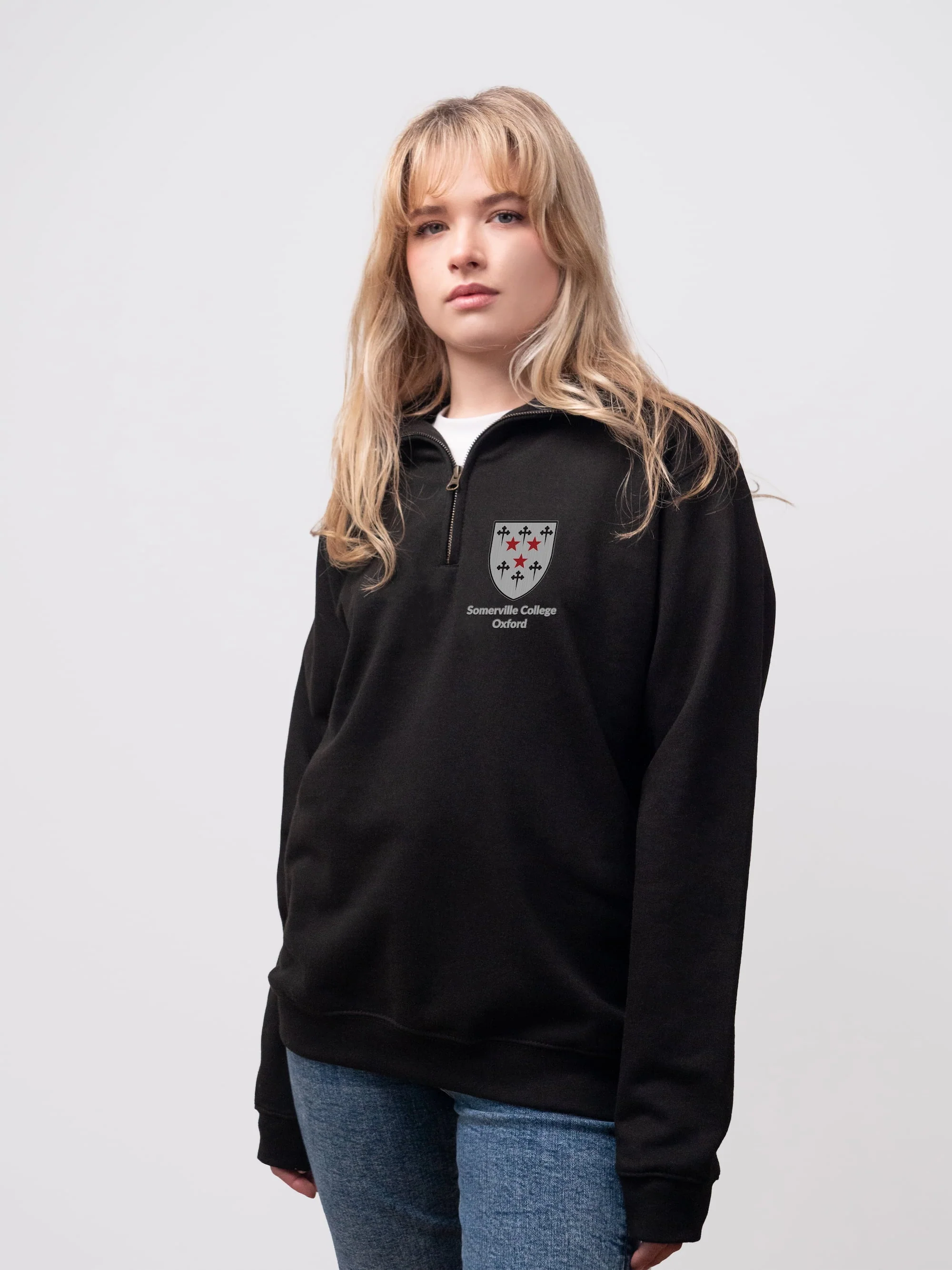 Somerville College Oxford MCR Traditional Crest Unisex 1/4 Zip Sweatshirt