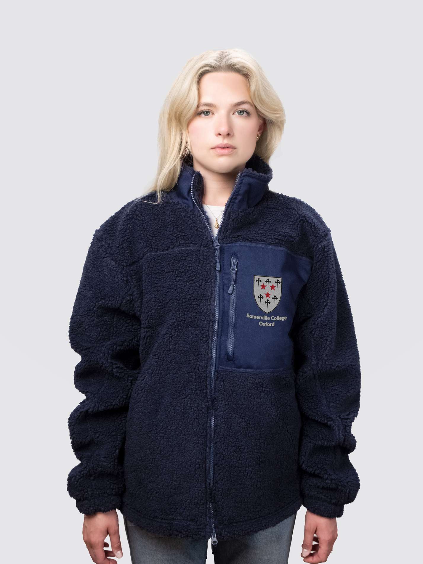 Somerville College Oxford JCR Traditional Crest Unisex Fluffy Sherpa Fleece Jacket
