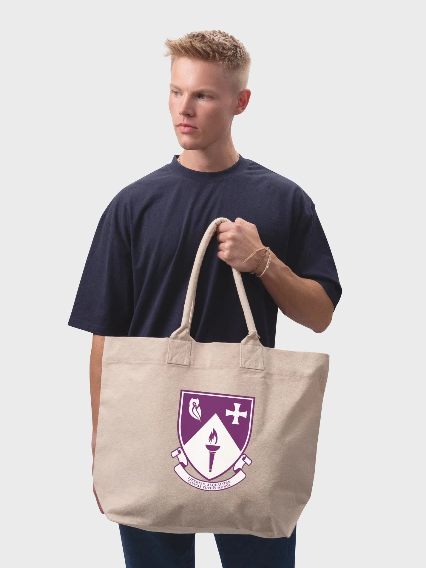 South College Durham Cotton Canvas Printed Shopper Bag