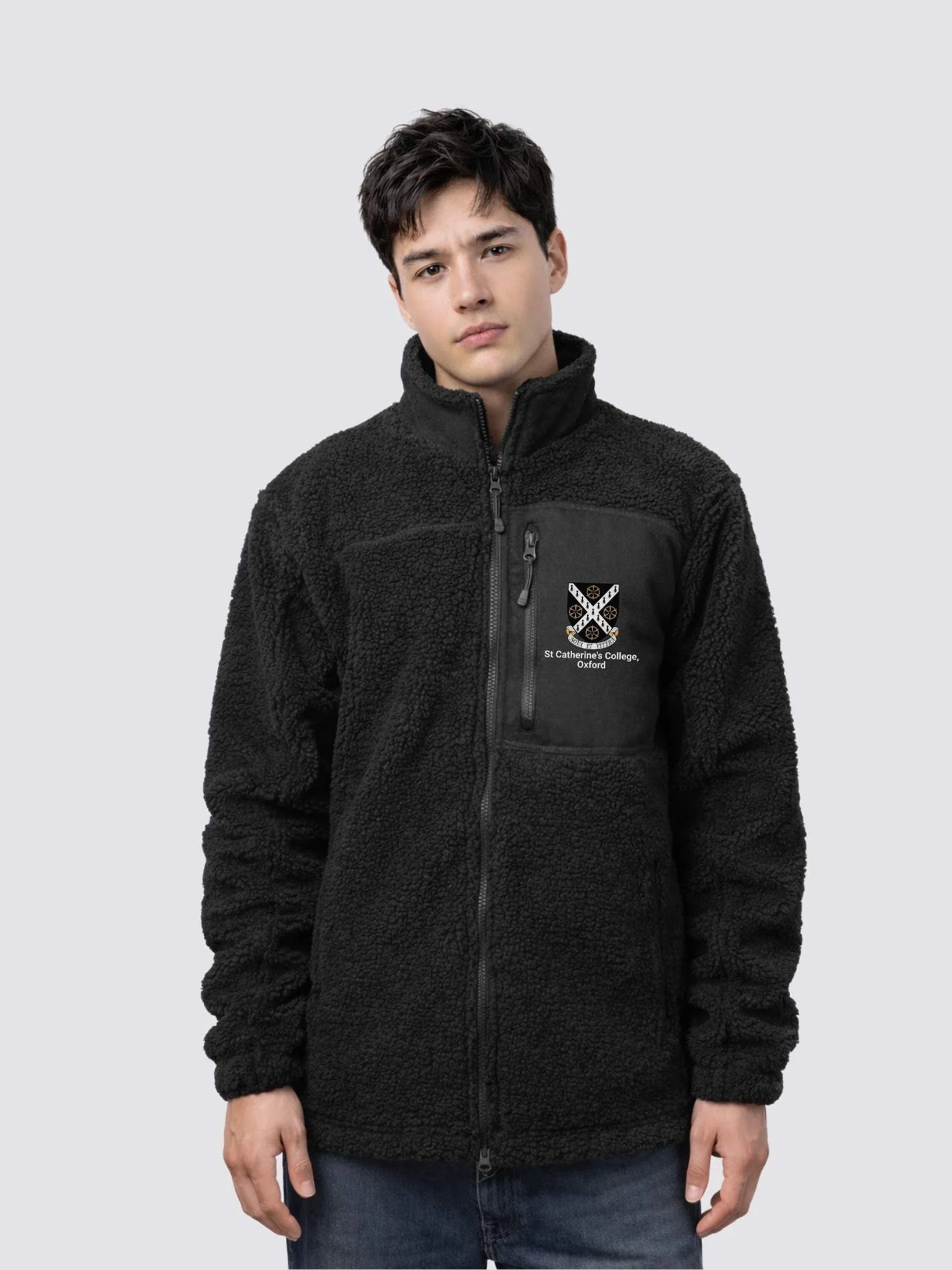 St Catherine's College Oxford MCR Unisex Fluffy Sherpa Fleece Jacket - Image 6