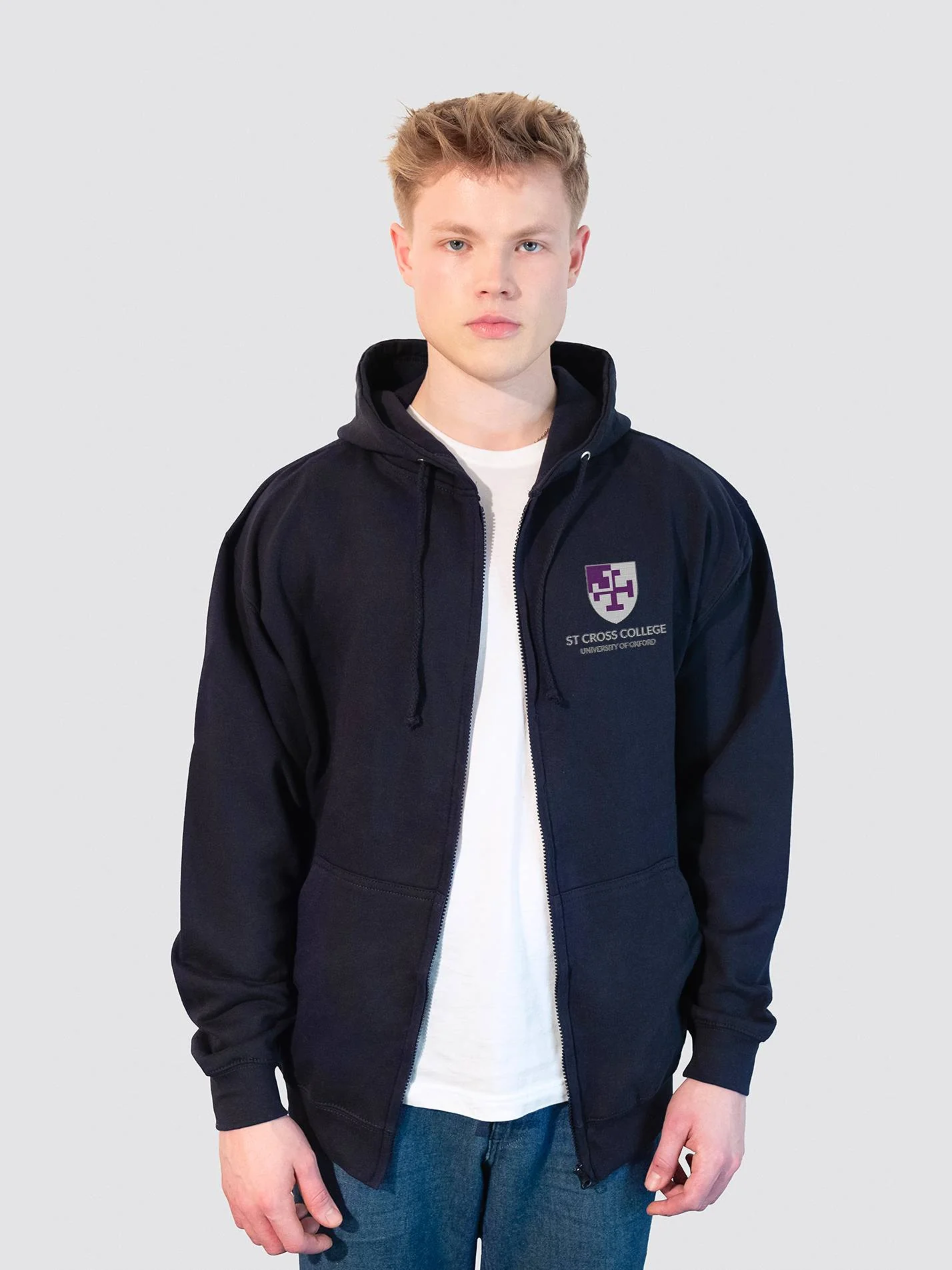St Cross College Oxford Zip-Up Unisex Hoodie - Image 4