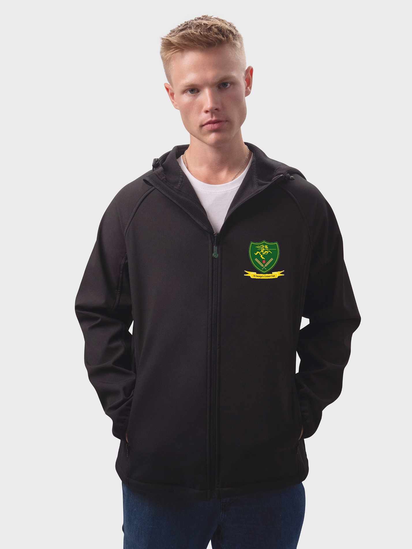 St. George's Cricket Club Sustainable Men’s Hooded Soft Shell Jacket