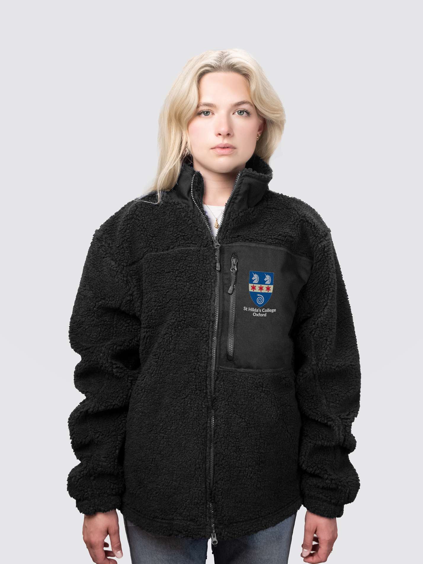 St Hilda's College Oxford MCR Unisex Fluffy Sherpa Fleece Jacket