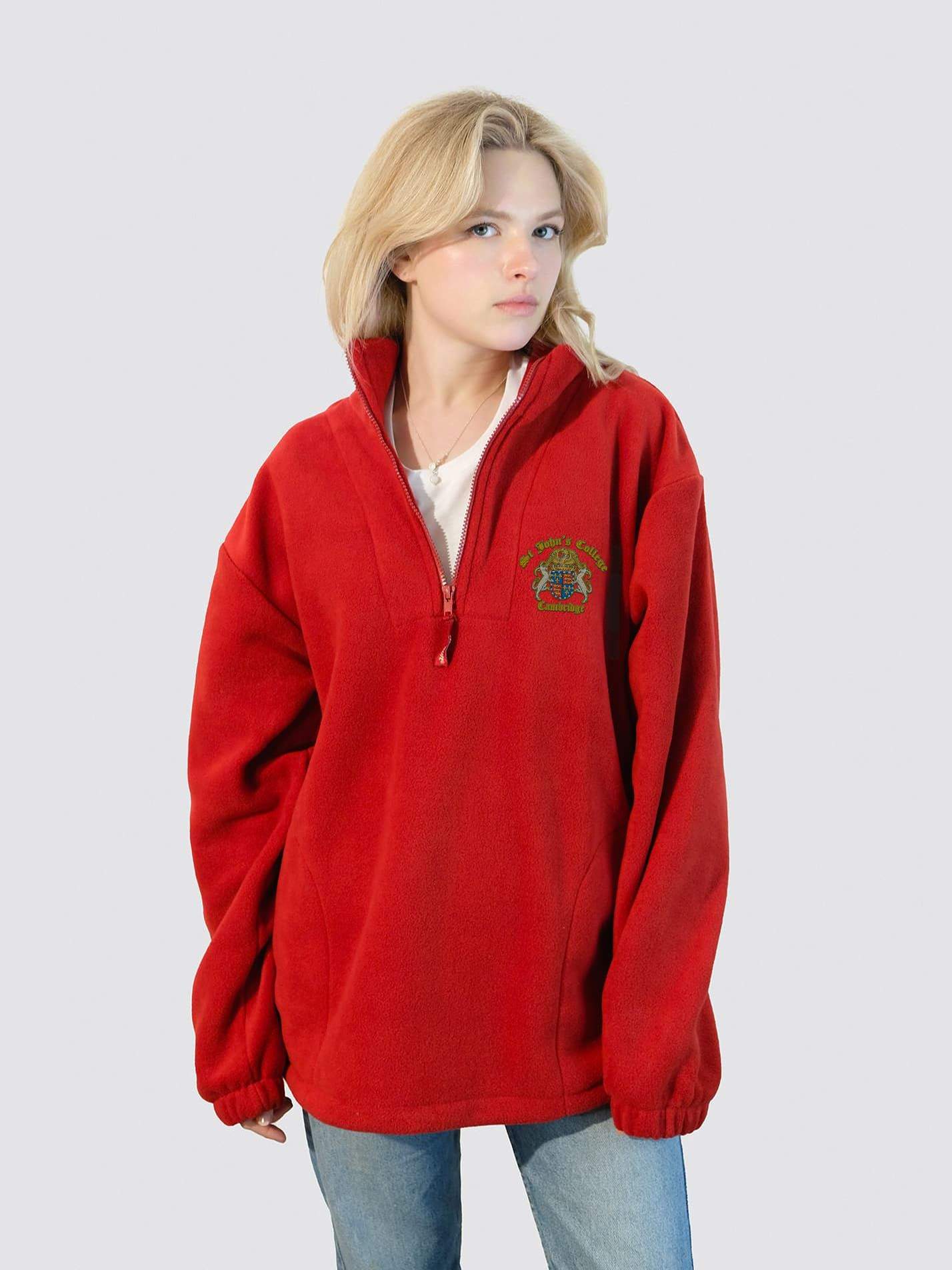 St John's College Cambridge Unisex 1/4 Zip Fleece - Image 5