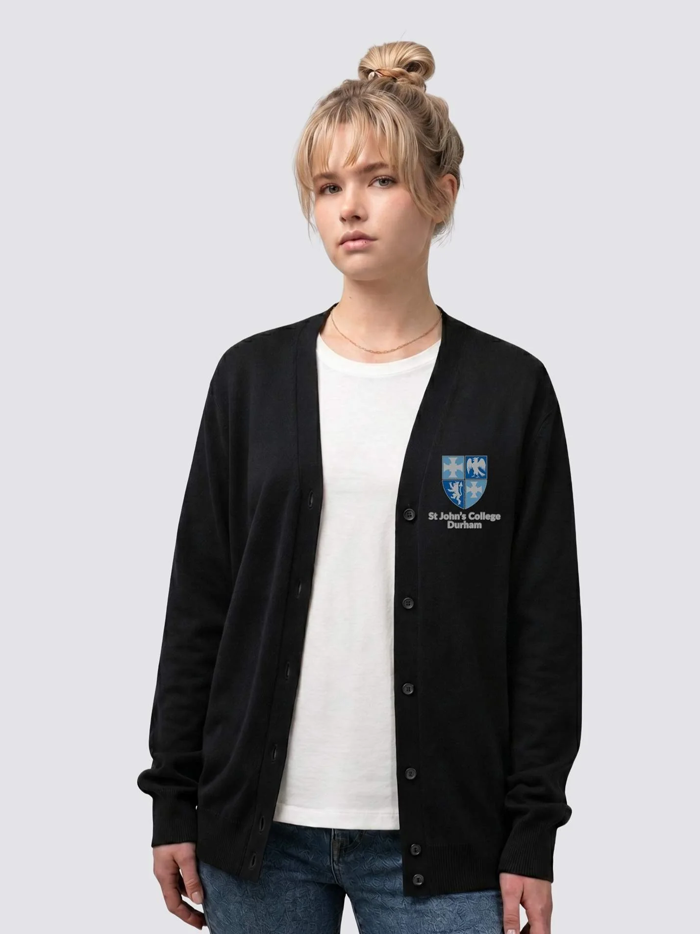 St John's College Durham MCR Ladies V-Neck Knitted Cardigan