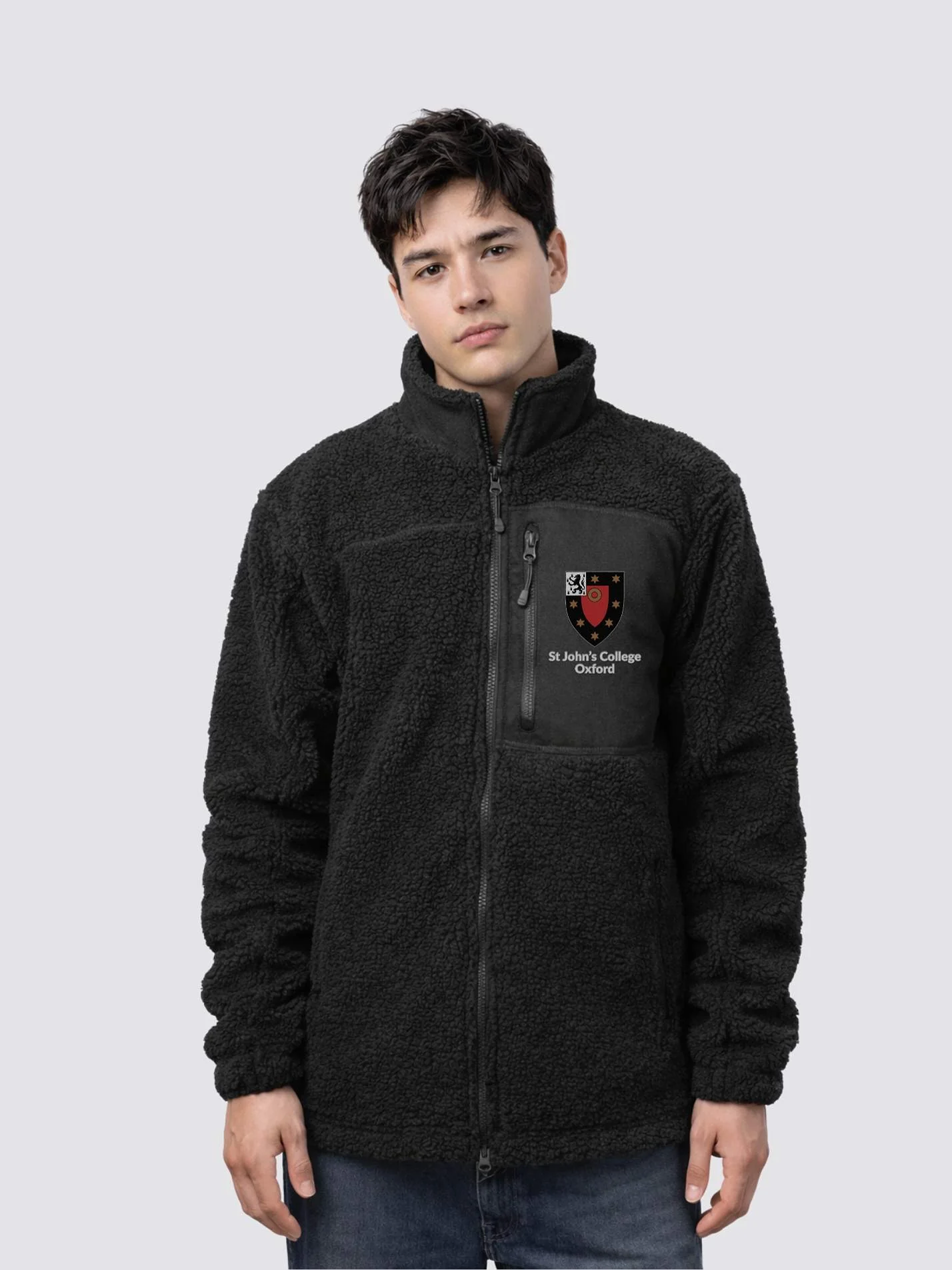 St John's College Oxford JCR Unisex Fluffy Sherpa Fleece Jacket - Image 6