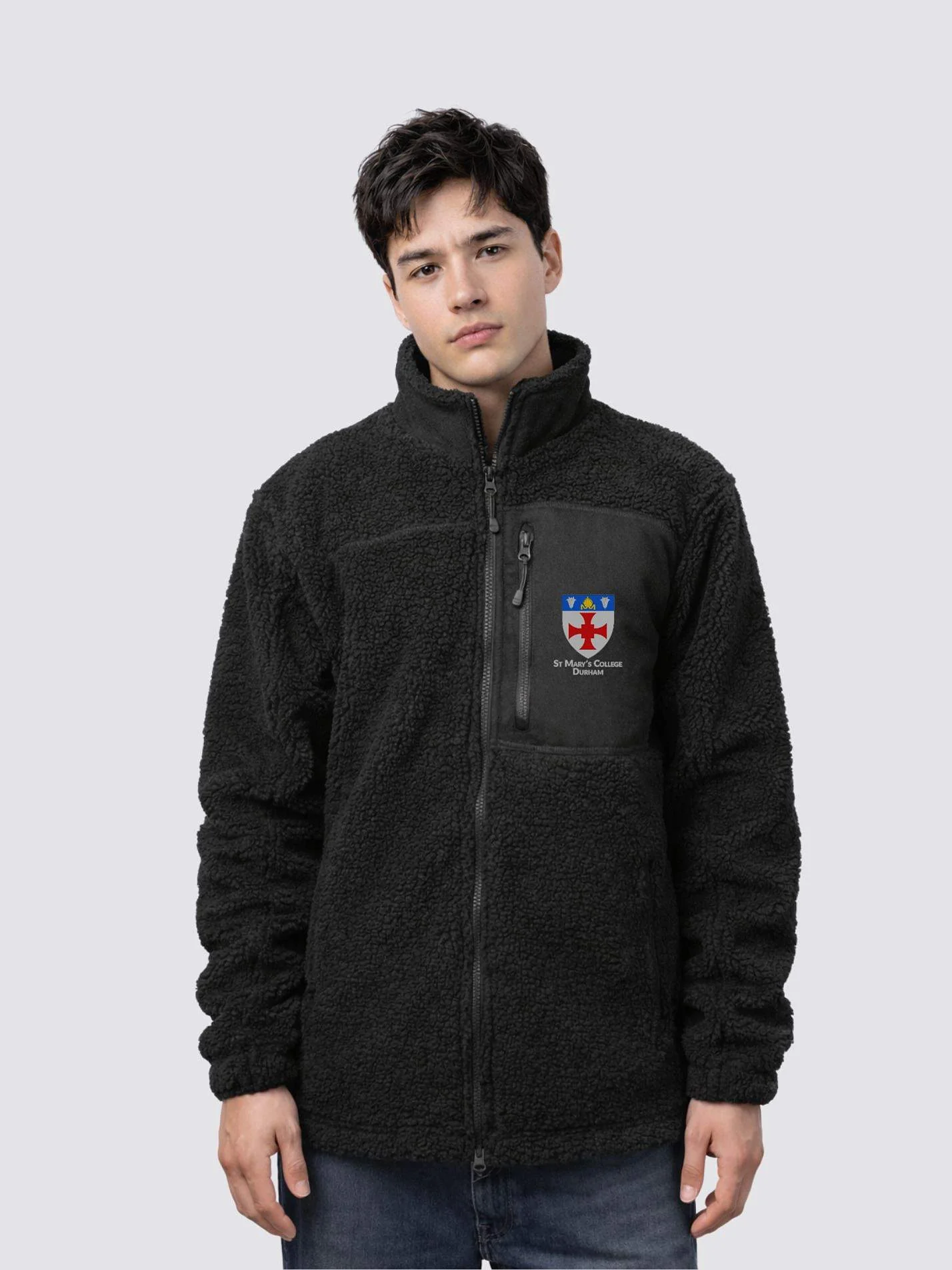 St Mary's College Durham JCR Unisex Fluffy Sherpa Fleece Jacket - Image 6