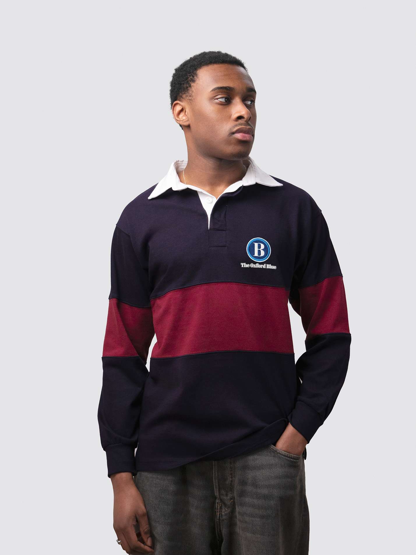 The Oxford Blue Unisex Panelled Rugby Shirt