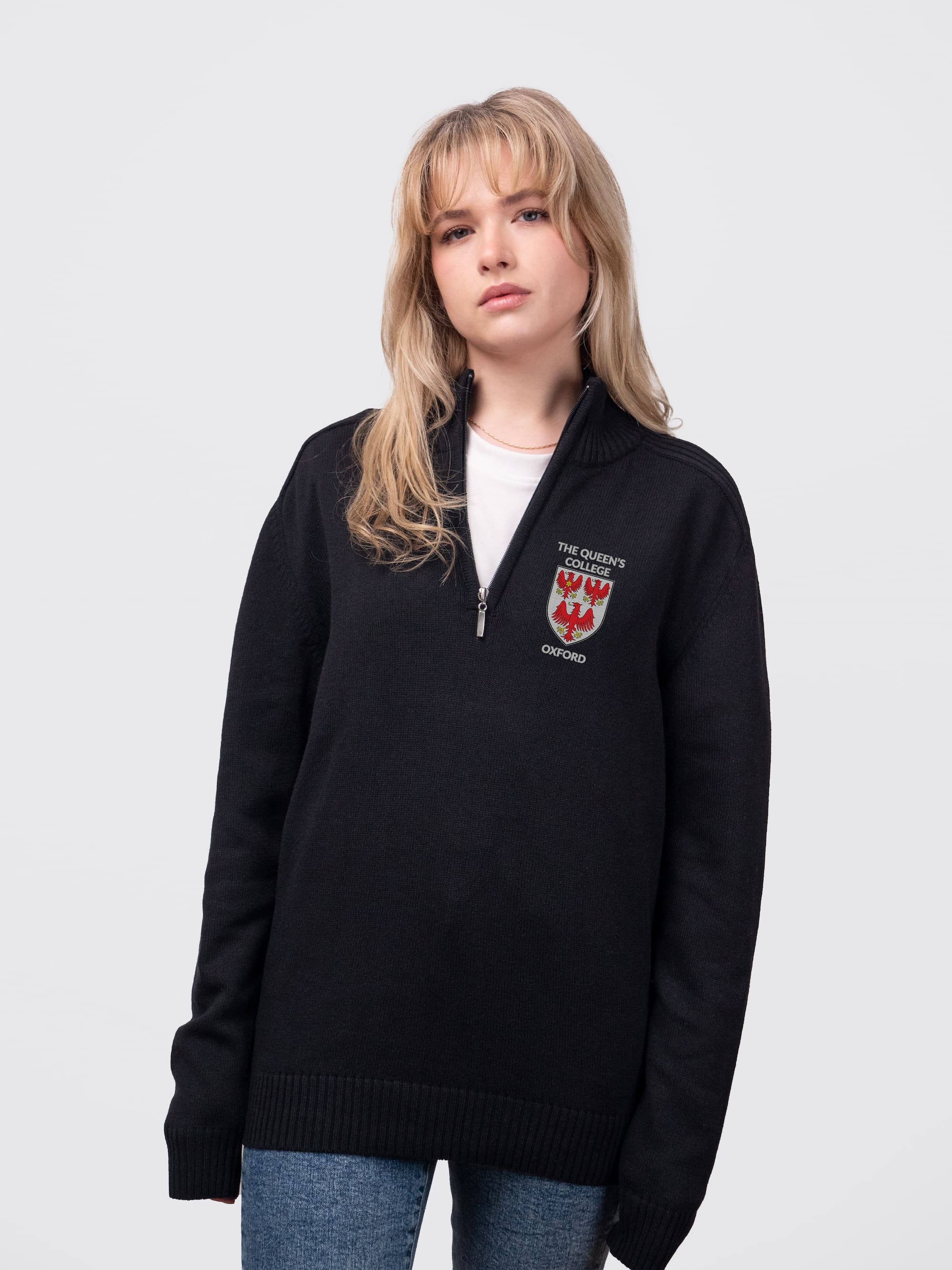 The Queen's College Oxford JCR Sustainable Unisex Zip-Neck Jumper