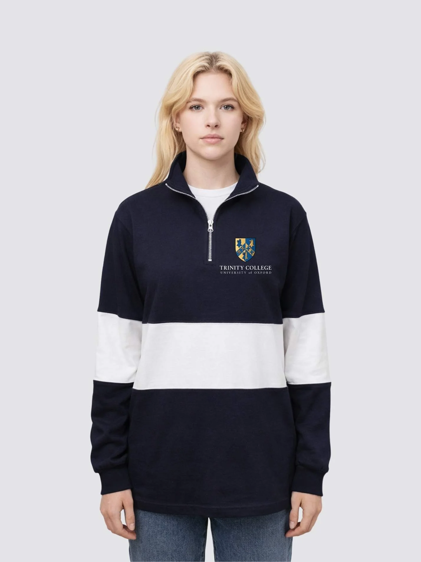 Trinity College Oxford MCR Unisex Panelled 1/4 Zip Sweatshirt - Image 4