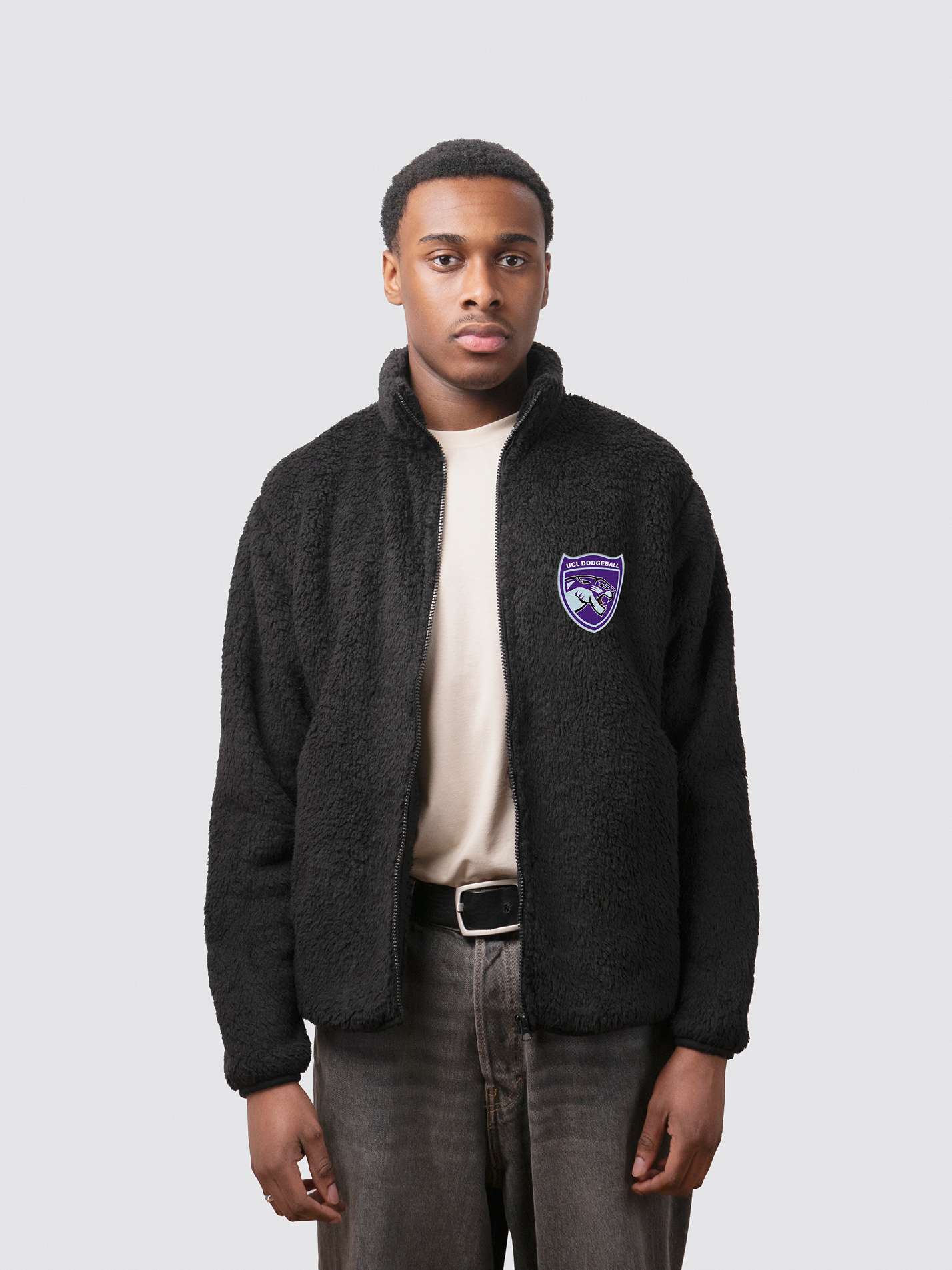 UCL Dodgeball Unisex Sherpa Fleece Zipped Jacket - Image 4