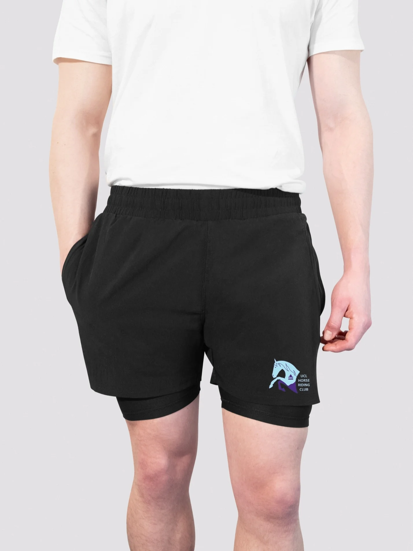 UCL Horseriding Men's Dual Layer Sports Shorts