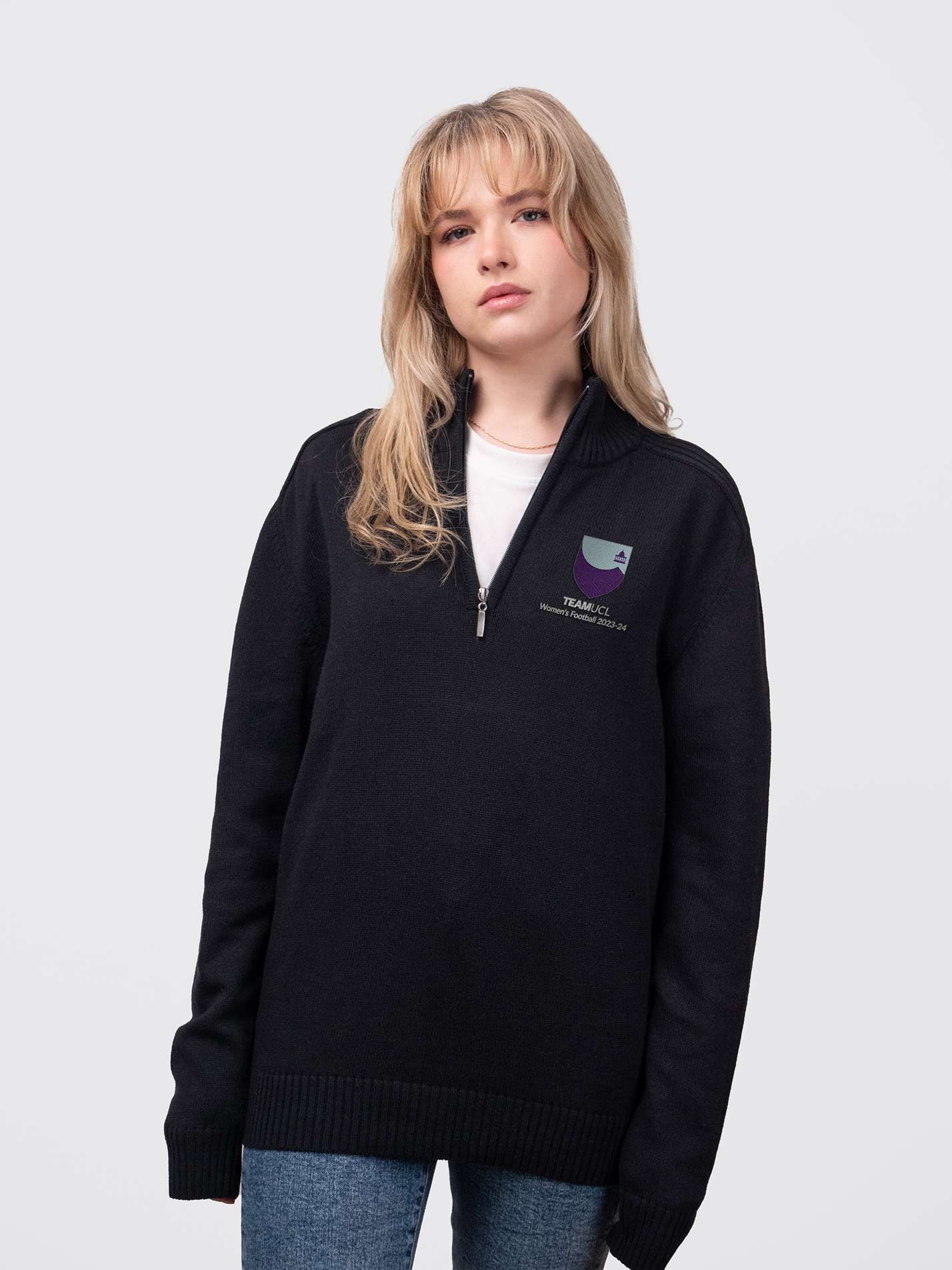 UCL Women's Football Sustainable Unisex Zip-Neck Jumper