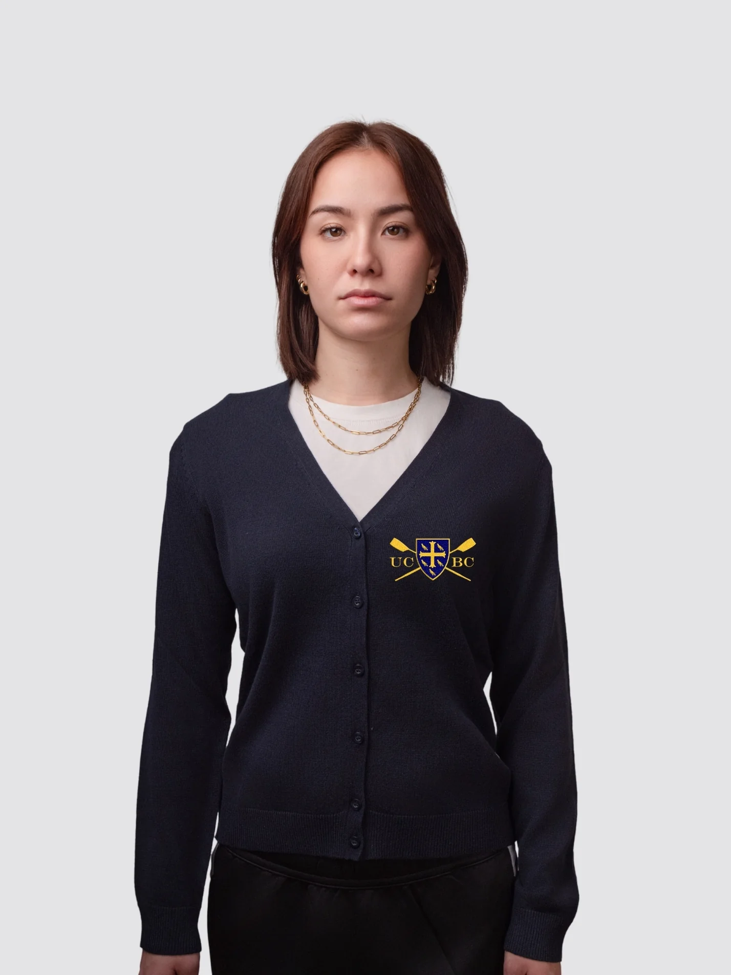 University College Boat Club, Oxford Ladies V-Neck Knitted Cardigan - Image 3