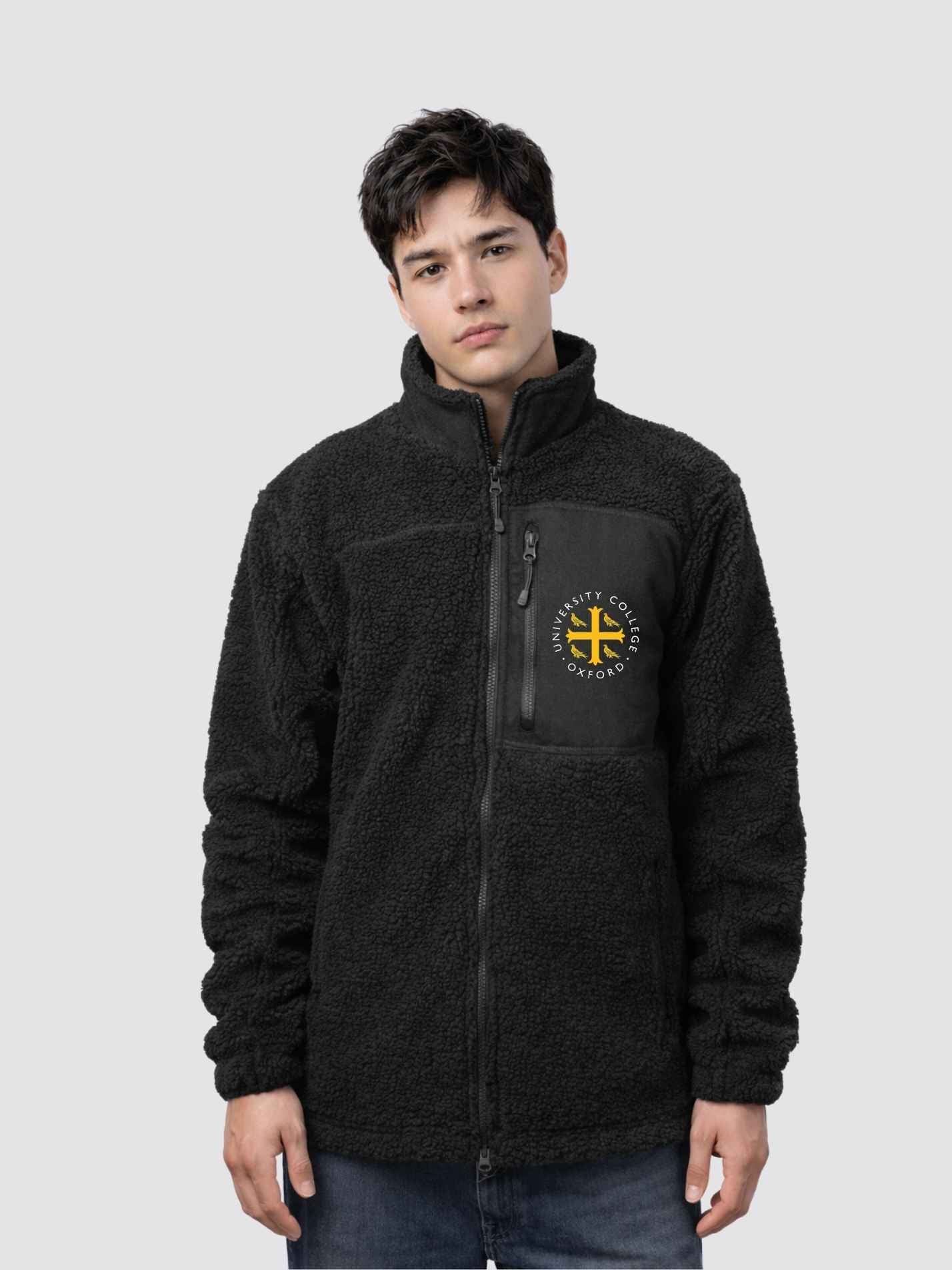 University College Oxford Modern Unisex Fluffy Sherpa Fleece Jacket - Image 2