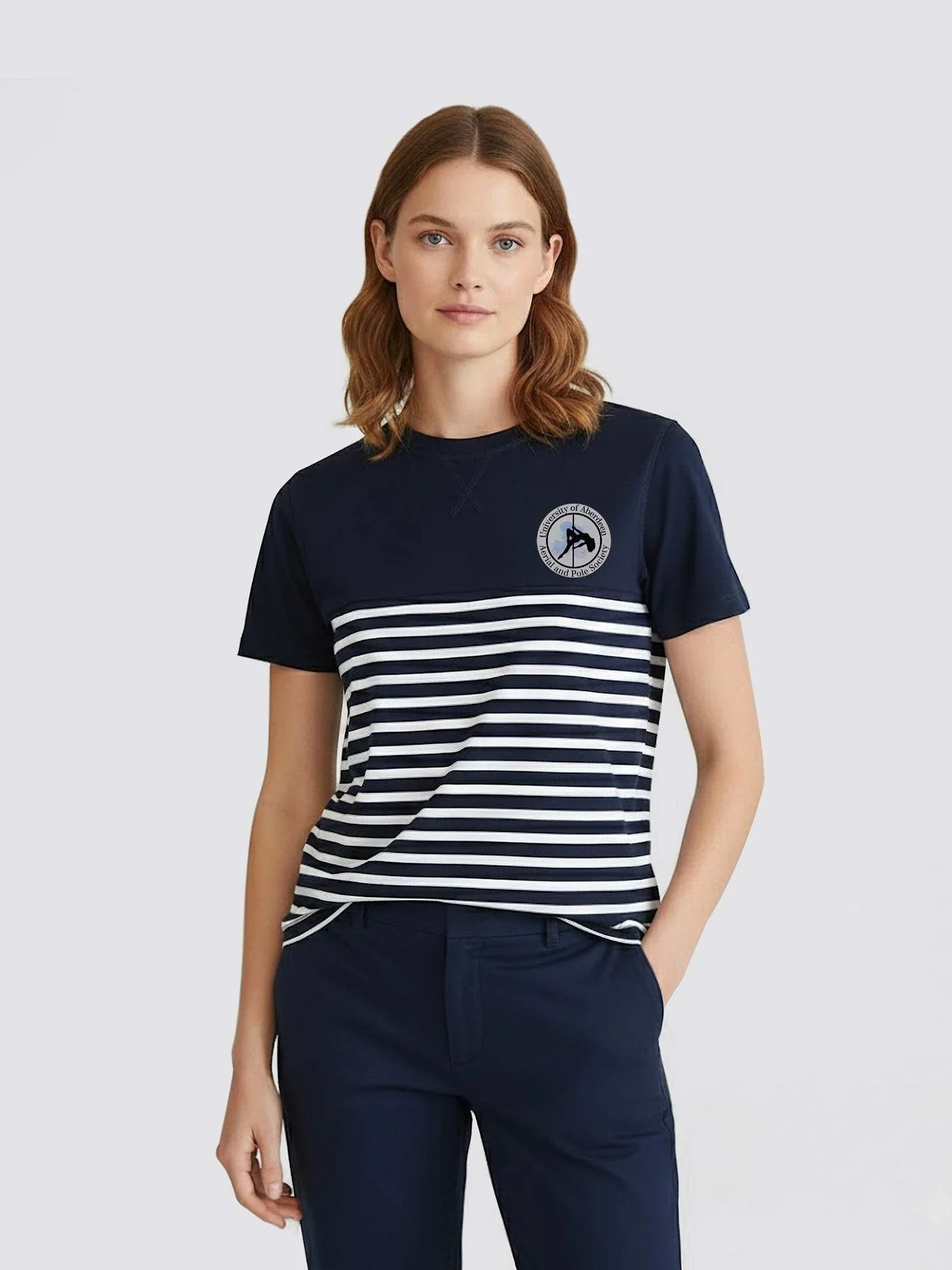 University of Aberdeen Aerial and Pole Society Striped T-Shirt