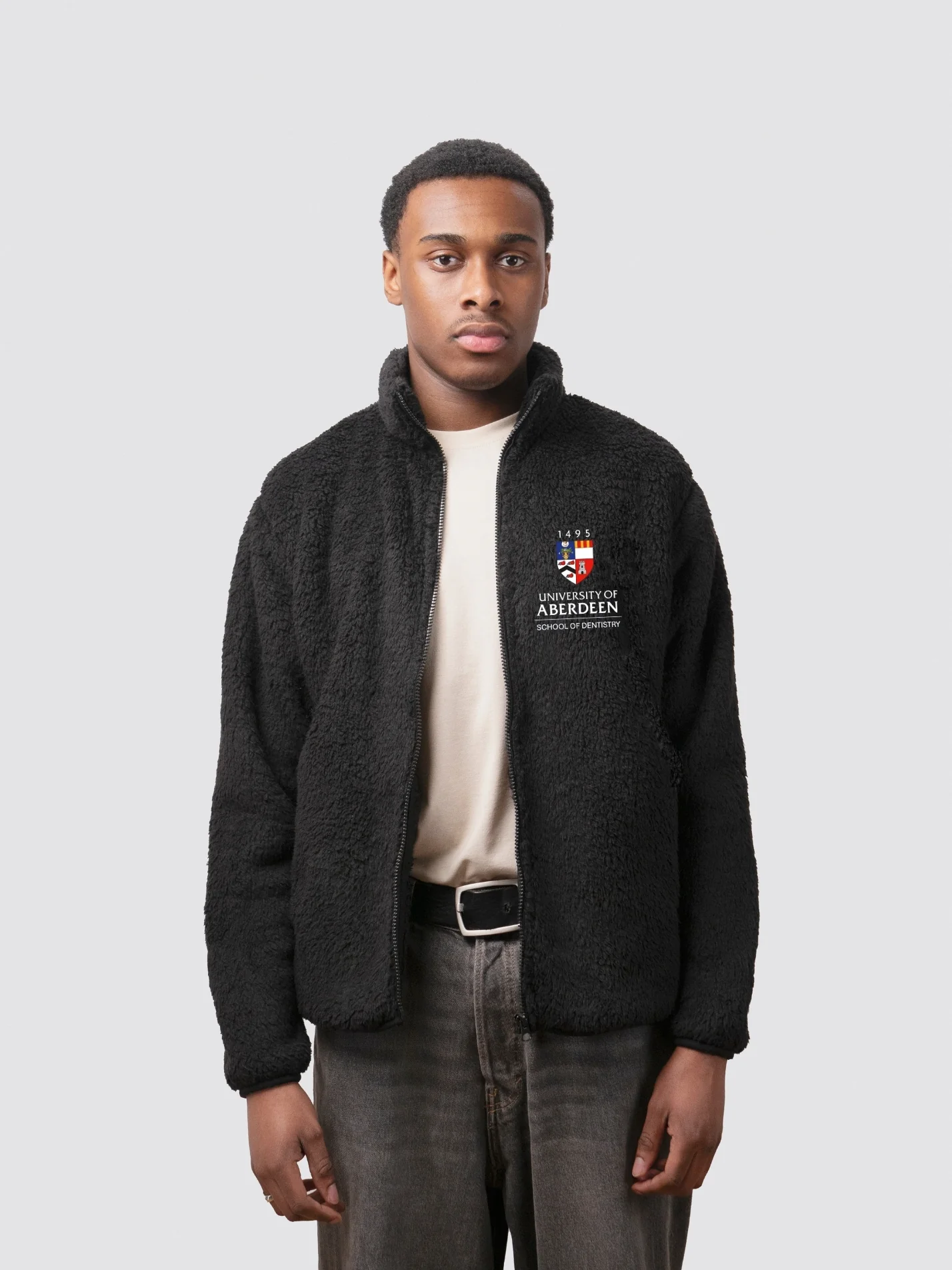 University of Aberdeen School of Dentistry Unisex Sherpa Fleece Zipped Jacket - Image 3