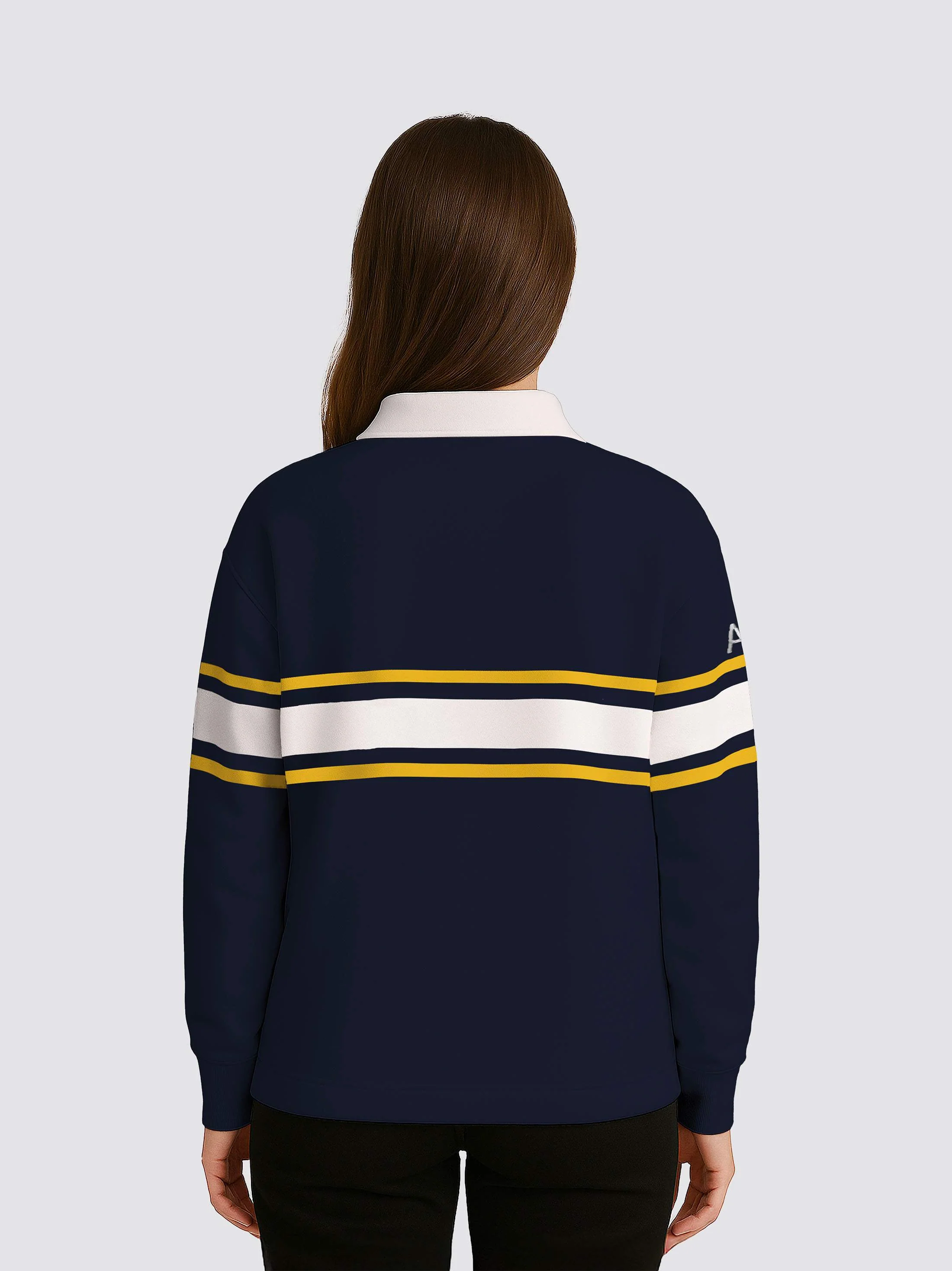 University of Aberdeen Women’s Lacrosse Club Retro Striped Rugby Shirt - Image 2