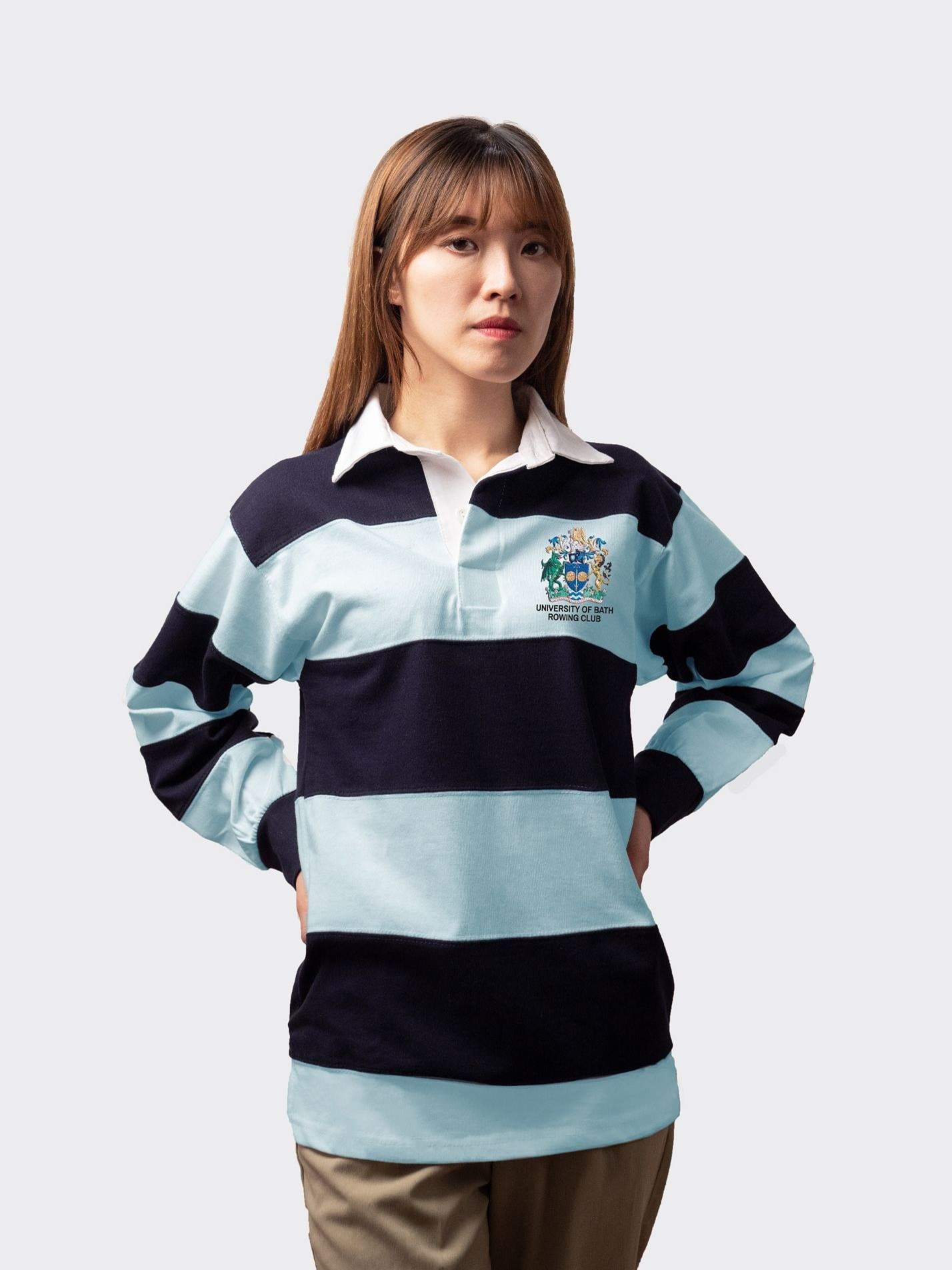University of Bath Rowing Club Unisex Striped Rugby Shirt - Image 3