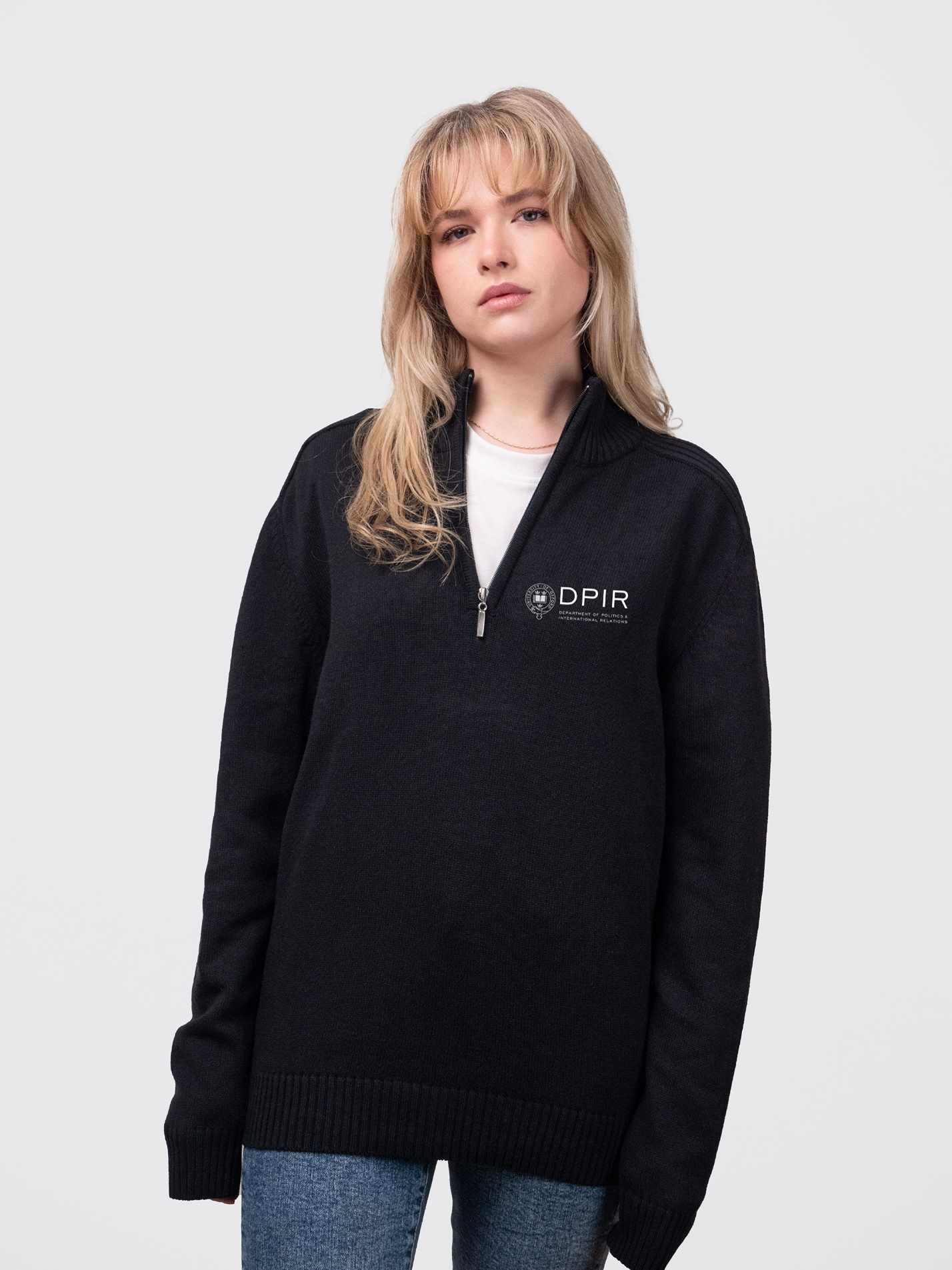 University of Oxford Department of Politics and International Relations Sustainable Unisex Zip-Neck Jumper