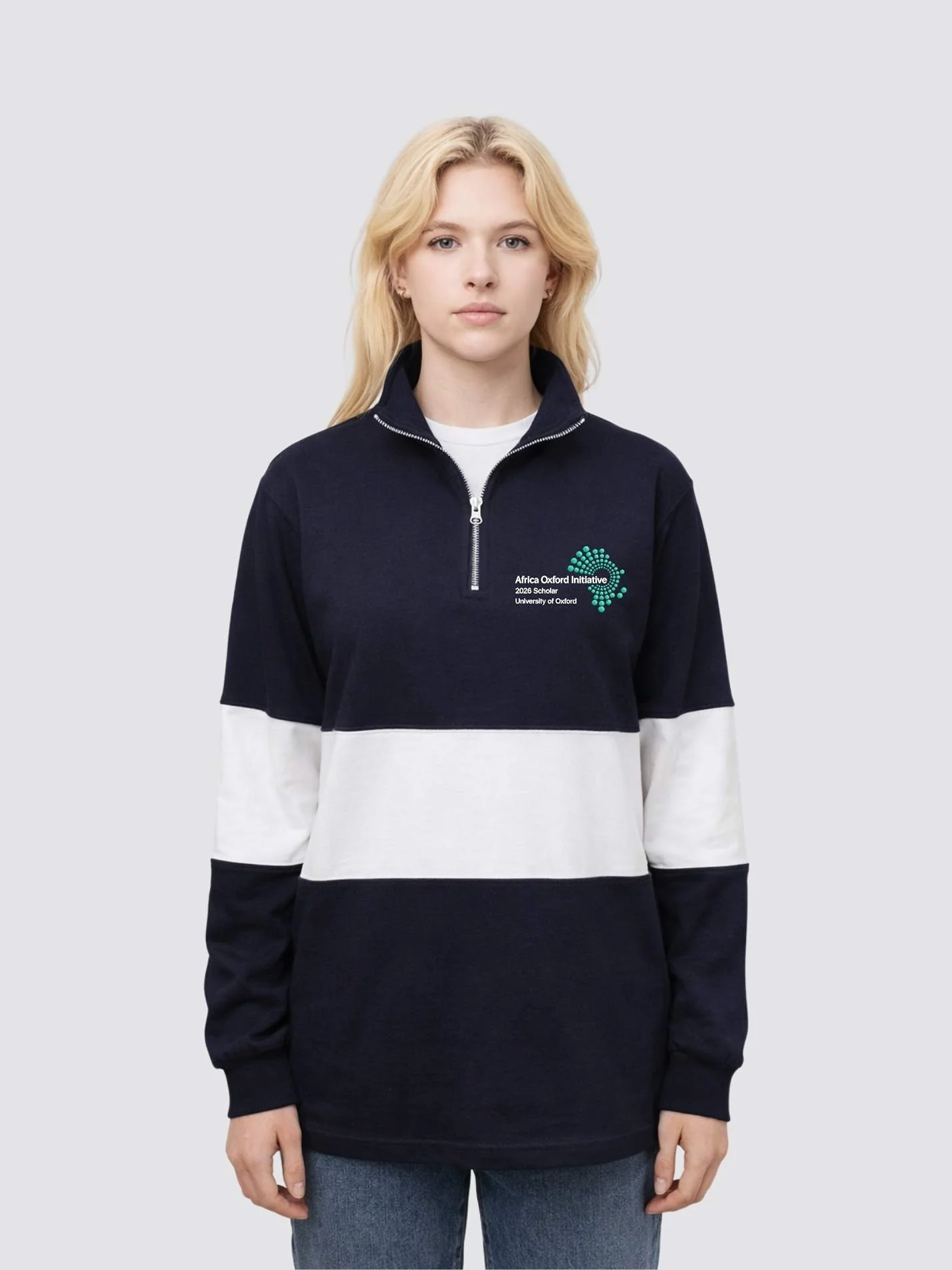 Africa Oxford Initiative Unisex Panelled 1/4 Zip Sweatshirt - Image 4