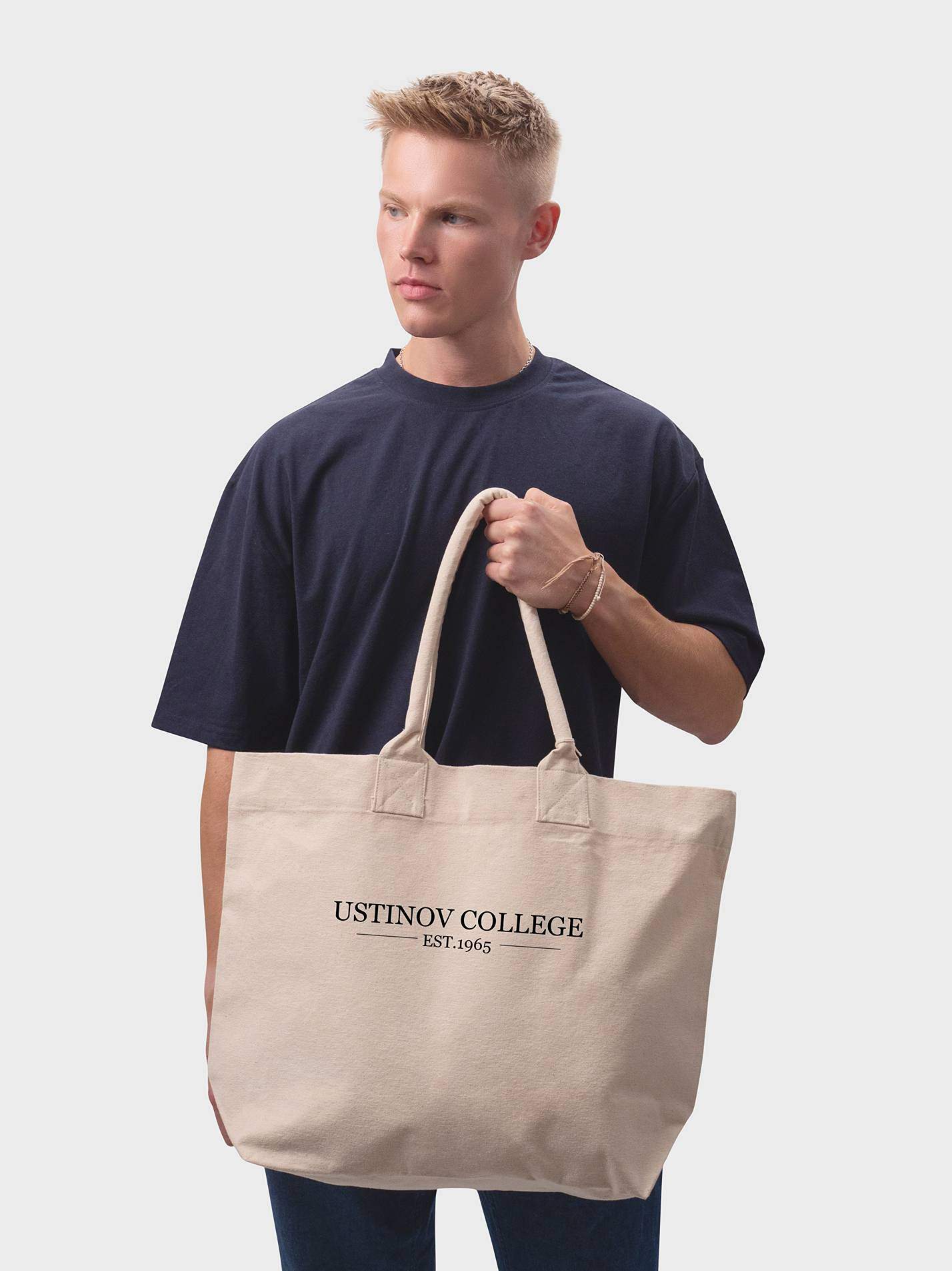 Ustinov College Durham Cotton Canvas Printed Shopper Bag