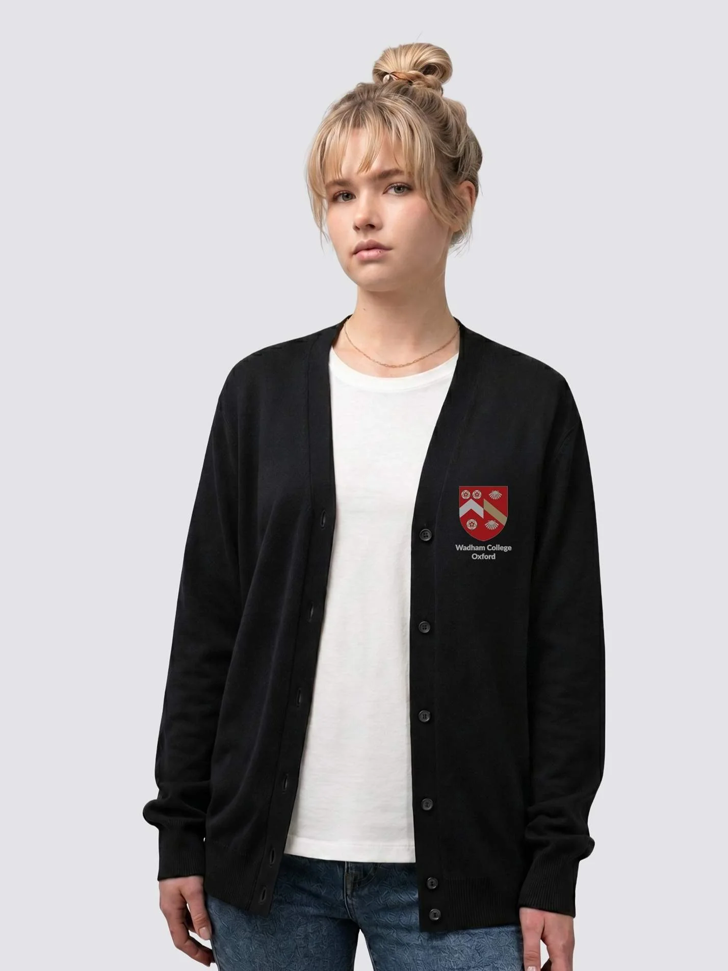 Wadham College Oxford Ladies V-Neck Knitted Cardigan
