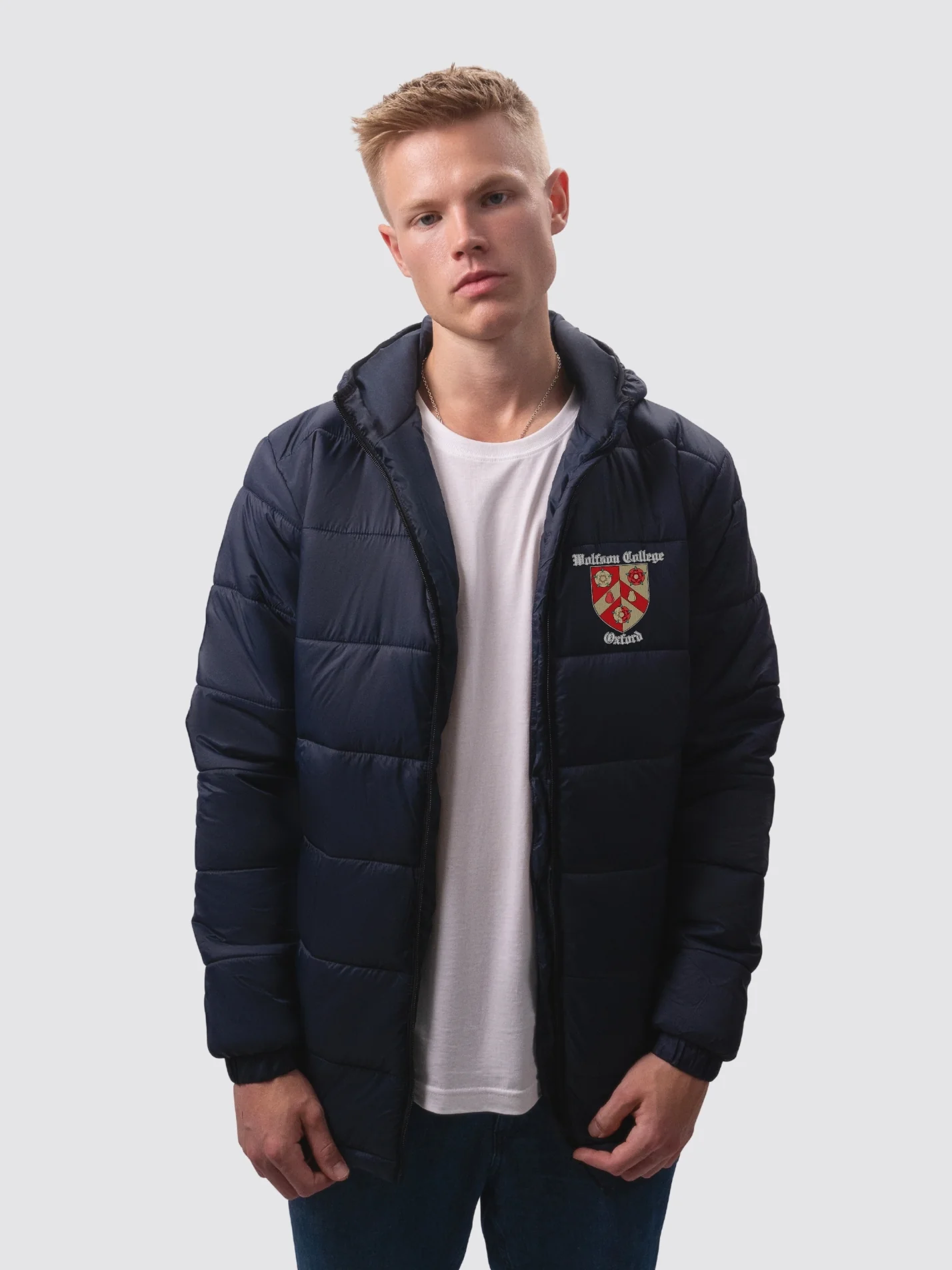 Wolfson College Oxford Sustainable Unisex Hooded Puffer Jacket - Image 6