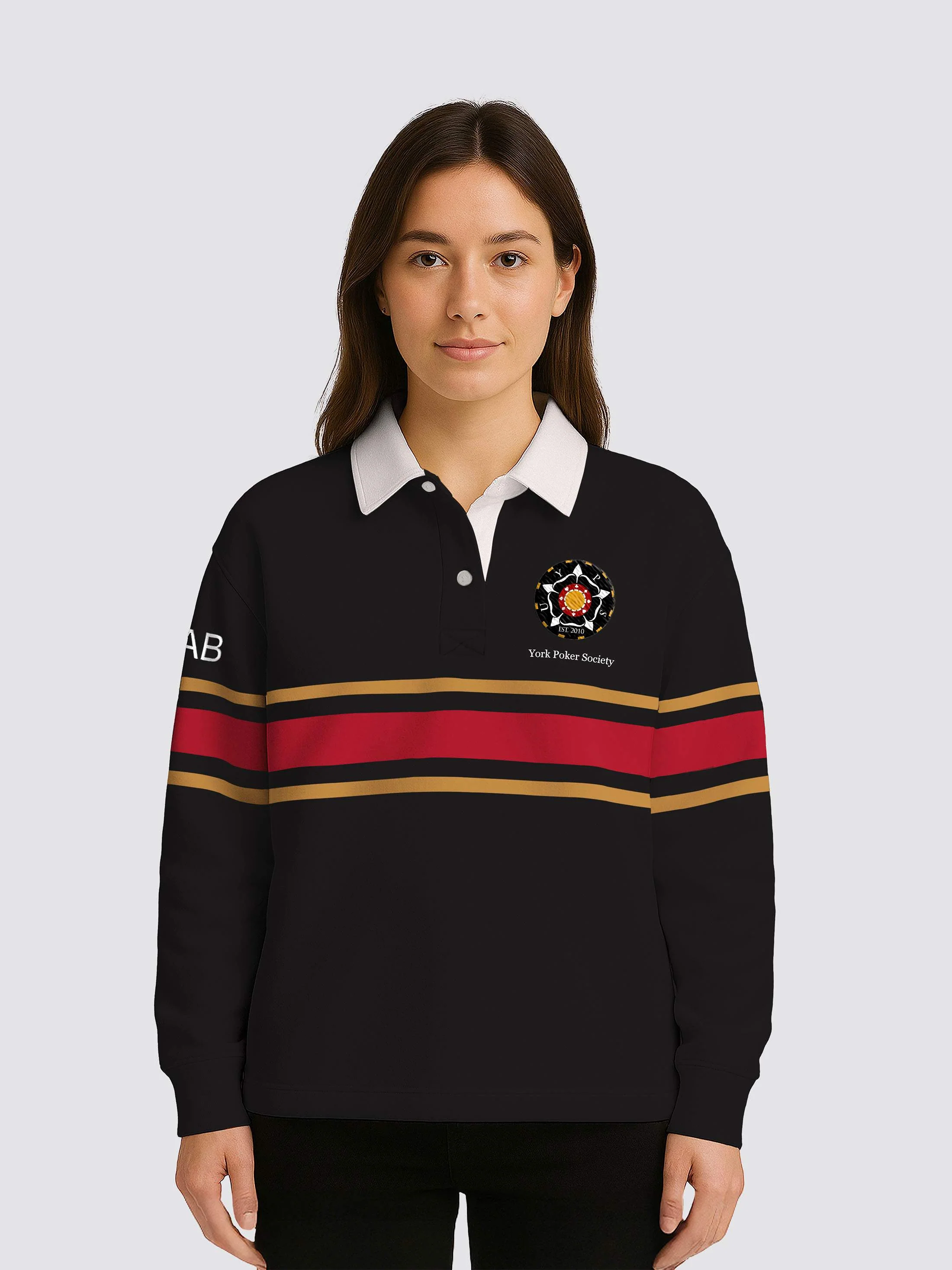 York Poker Society Retro Striped Rugby Shirt - Image 4
